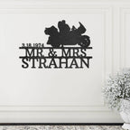 Motorcycle Mr. and Mrs. Custom Name Metal Art Wall Sign