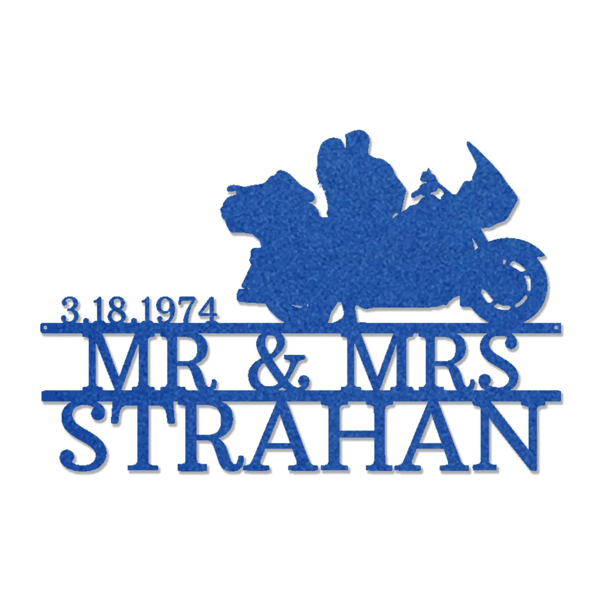 Motorcycle Mr. and Mrs. Custom Name Metal Art Wall Sign
