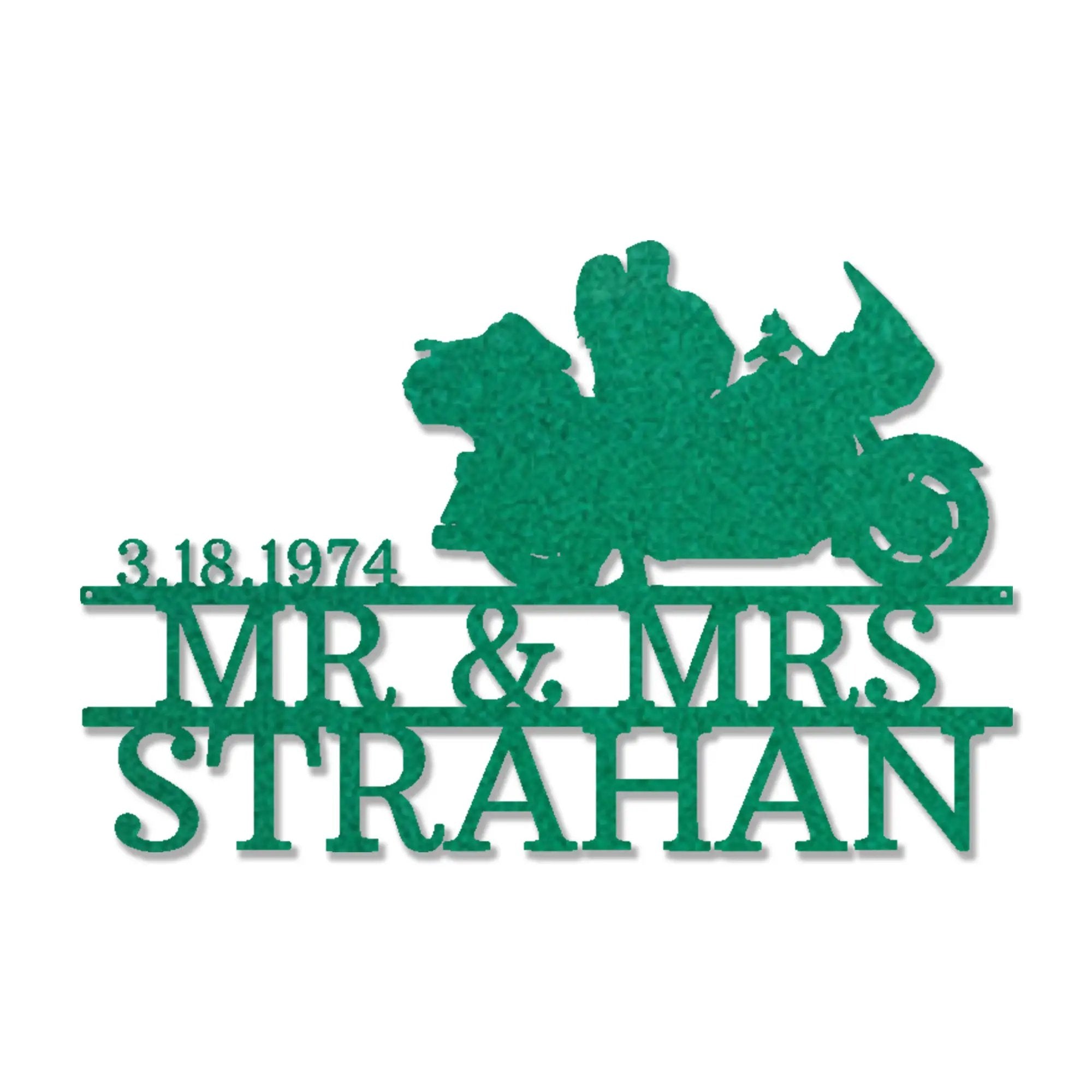 Motorcycle Mr. and Mrs. Custom Name Metal Art Wall Sign
