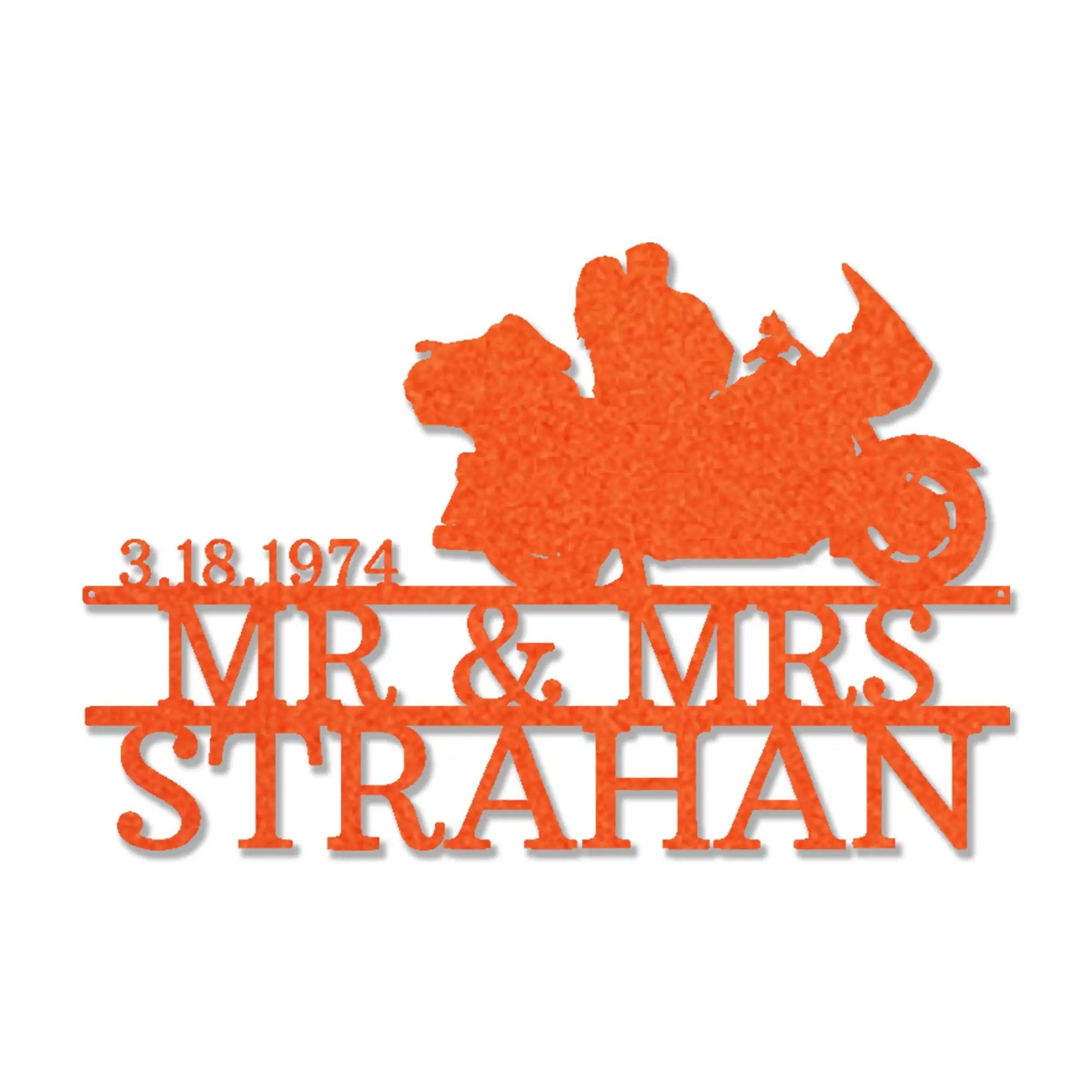Motorcycle Mr. and Mrs. Custom Name Metal Art Wall Sign