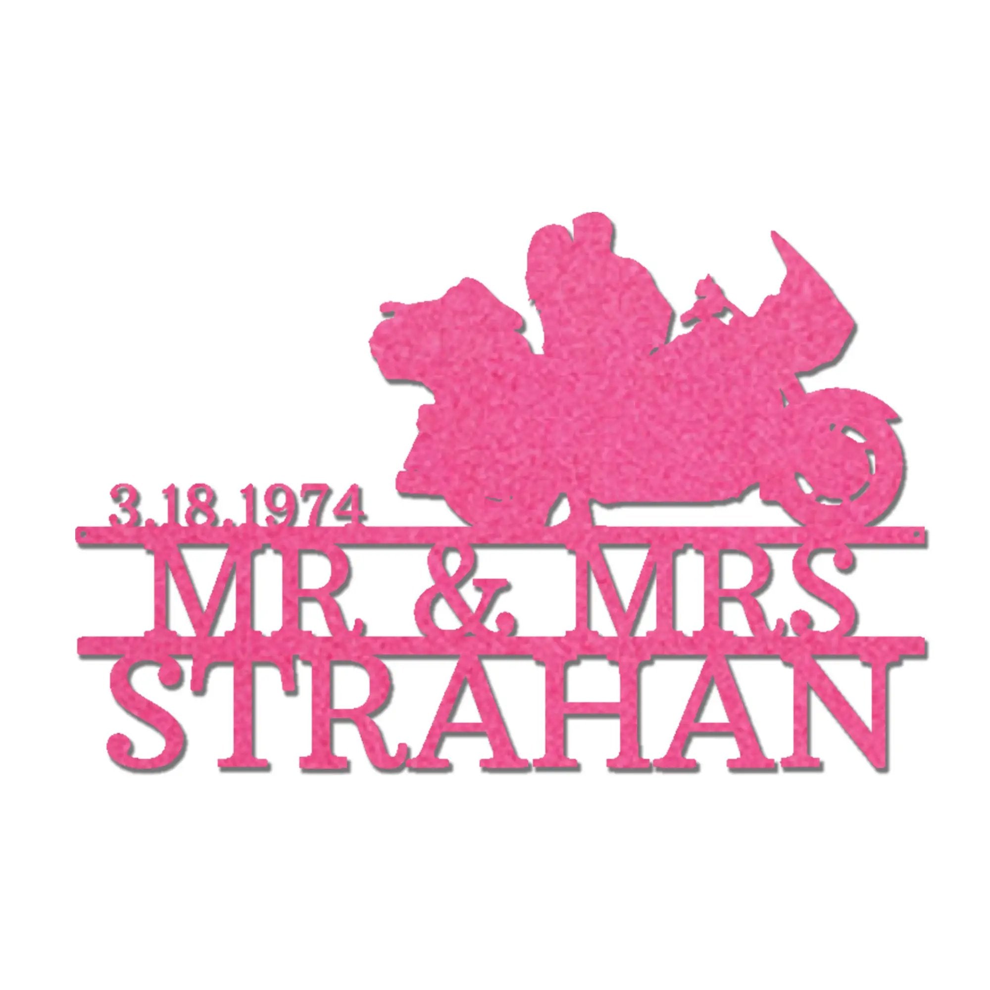 Motorcycle Mr. and Mrs. Custom Name Metal Art Wall Sign