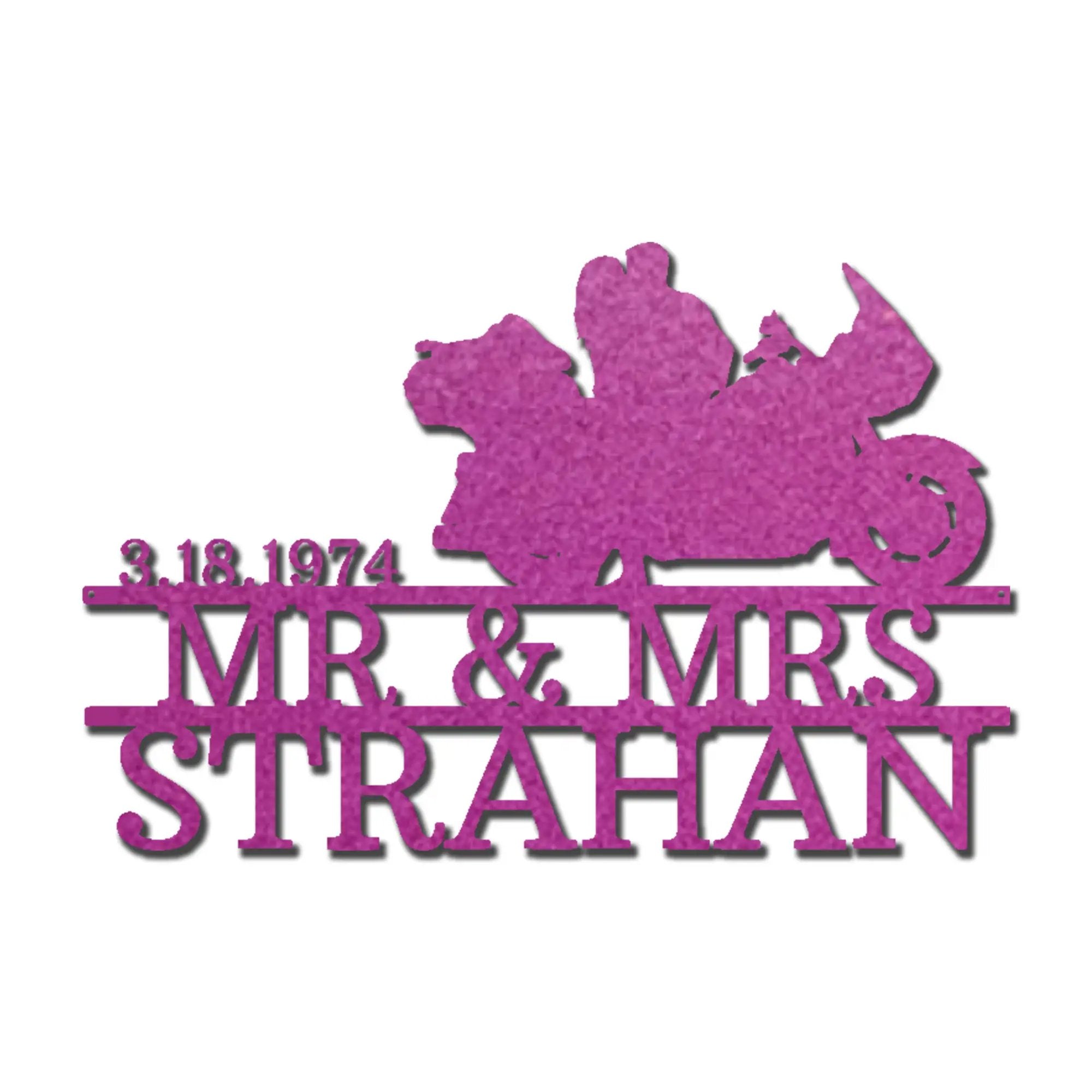 Motorcycle Mr. and Mrs. Custom Name Metal Art Wall Sign