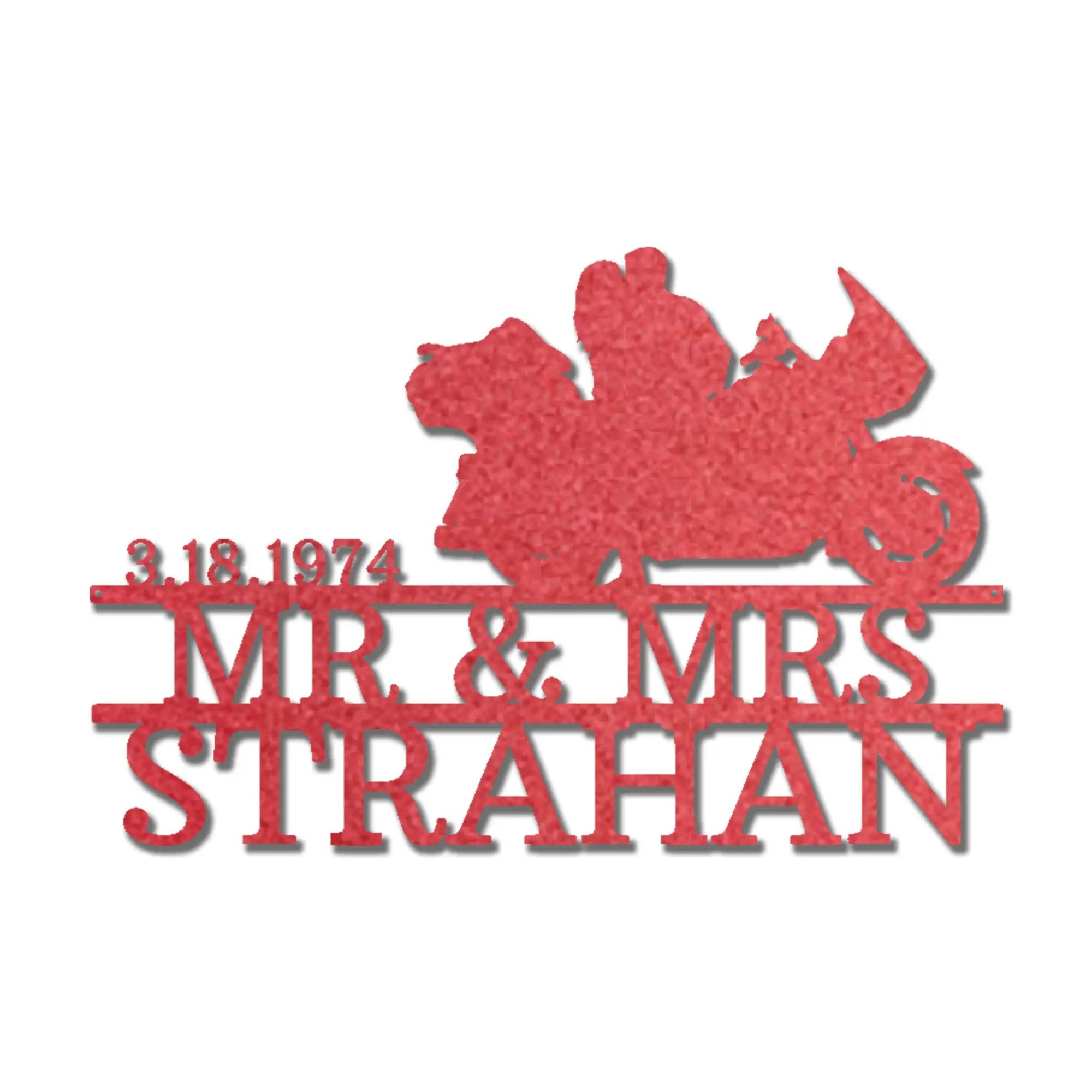 Motorcycle Mr. and Mrs. Custom Name Metal Art Wall Sign