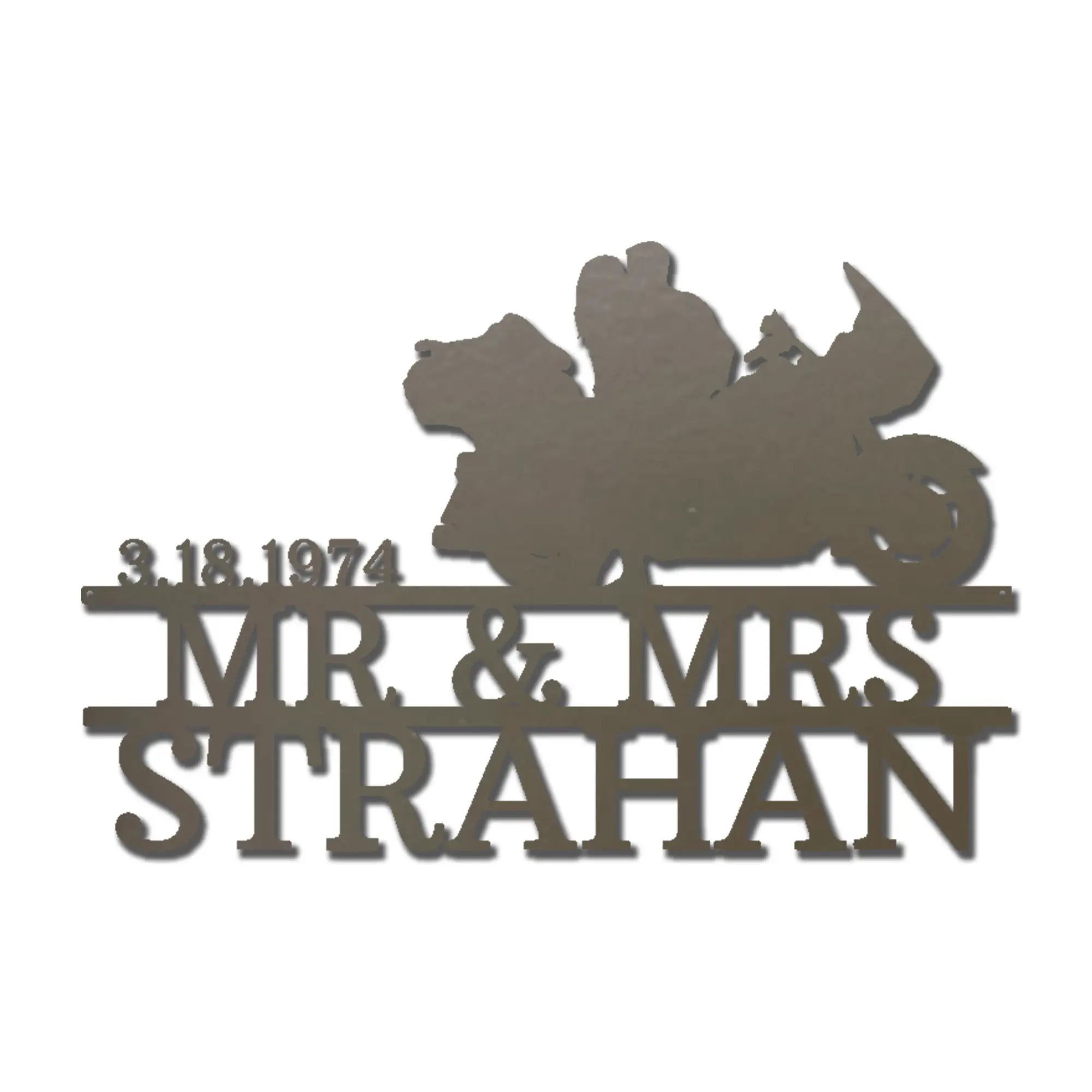 Motorcycle Mr. and Mrs. Custom Name Metal Art Wall Sign