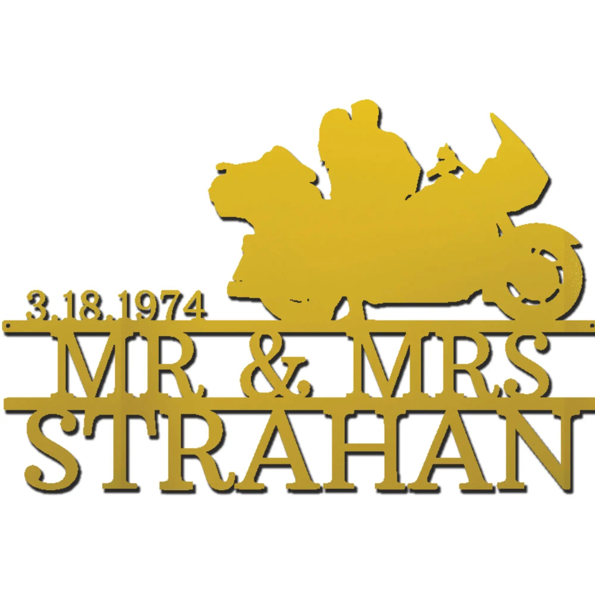 Motorcycle Mr. and Mrs. Custom Name Metal Art Wall Sign