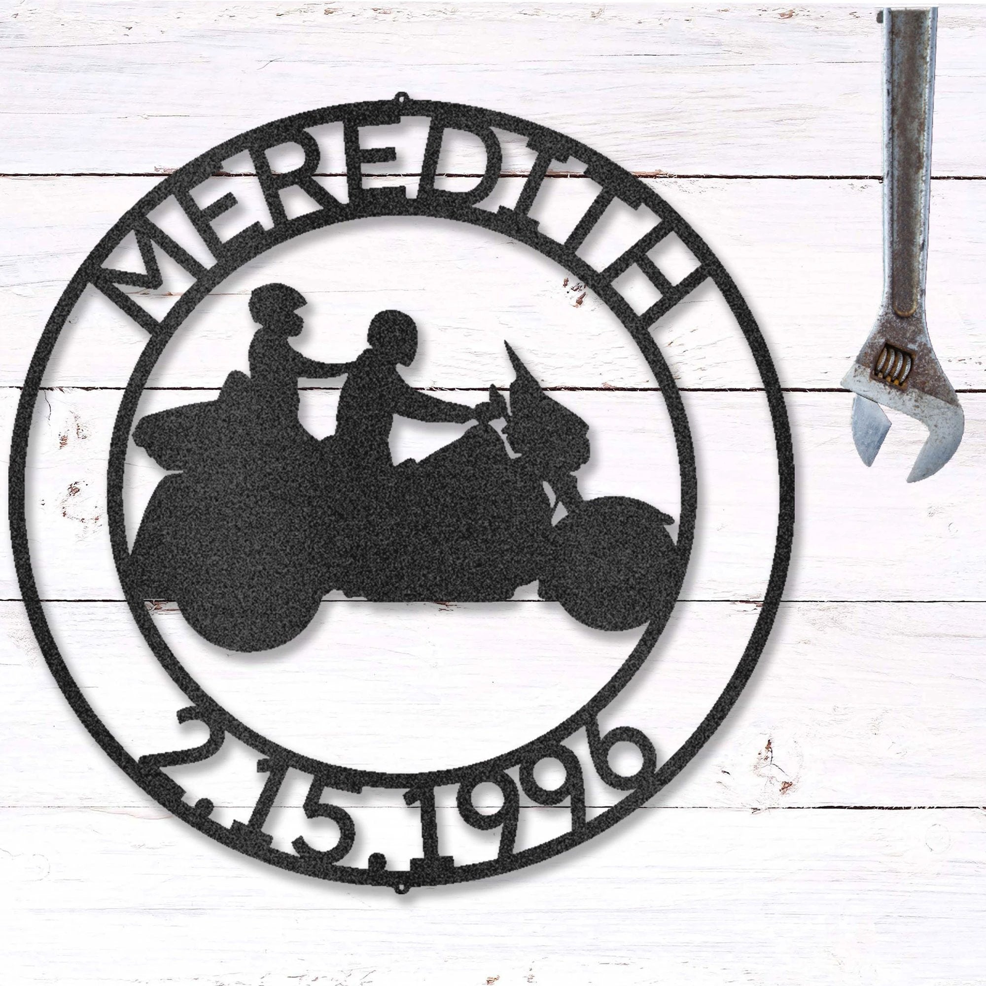 Motorcycle Couple Personalized Metal Art Wall Sign