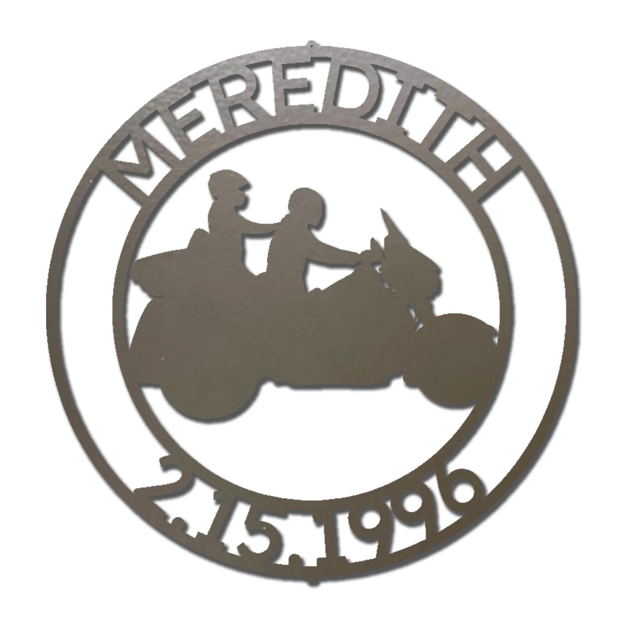 Motorcycle Couple Personalized Metal Art Wall Sign