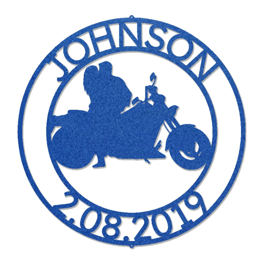 Personalized Motorcycle Couple Metal Wall Art Sign – Custom Names and Date Steel Sign – Biker Wedding Gift – Anniversary Decor – Ride Together Wall Art