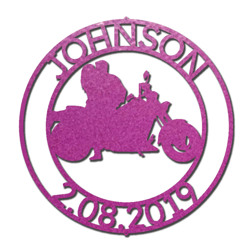 Personalized Motorcycle Couple Metal Wall Art Sign – Custom Names and Date Steel Sign – Biker Wedding Gift – Anniversary Decor – Ride Together Wall Art