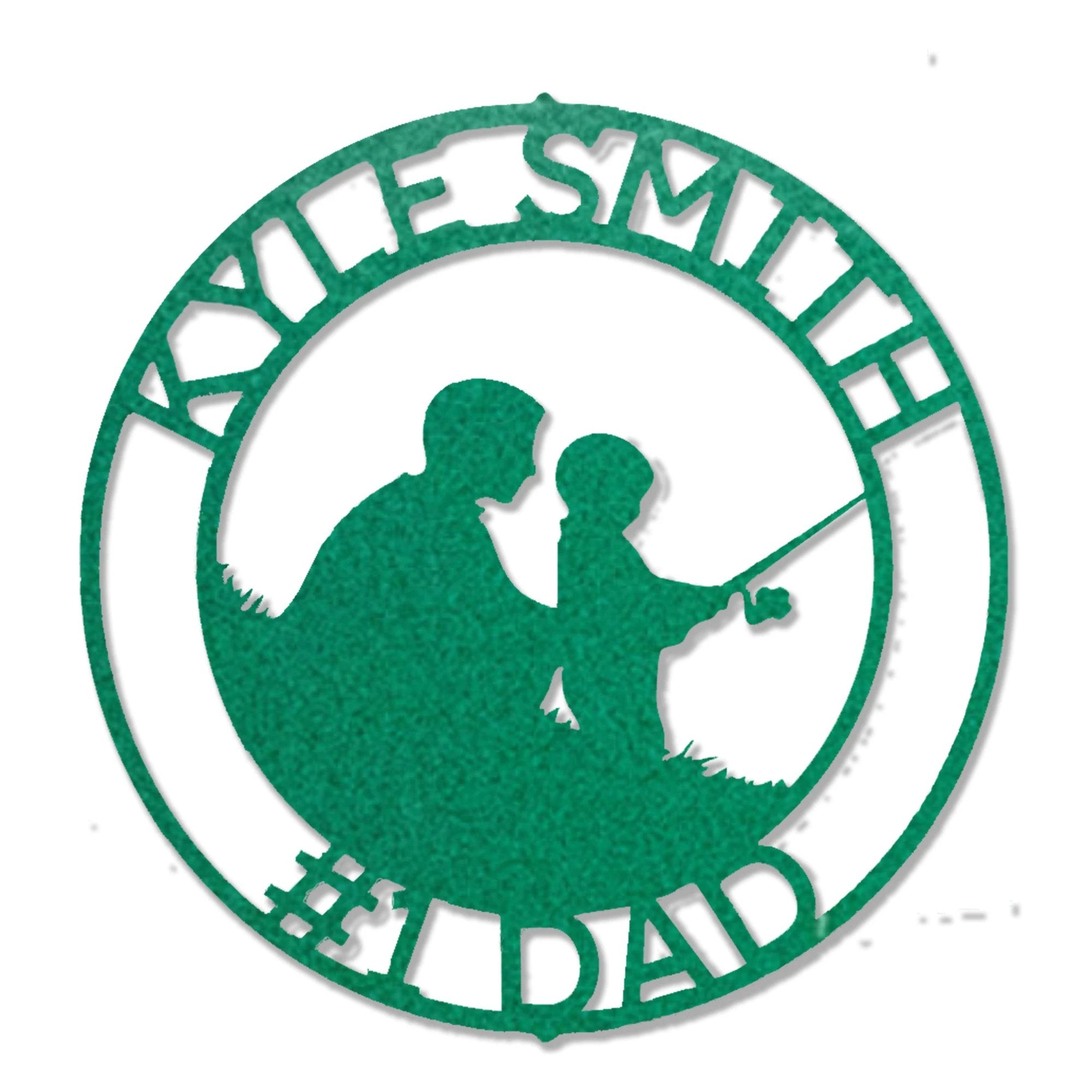 Father and Son Fishing Personalized Metal Wall Art Sign