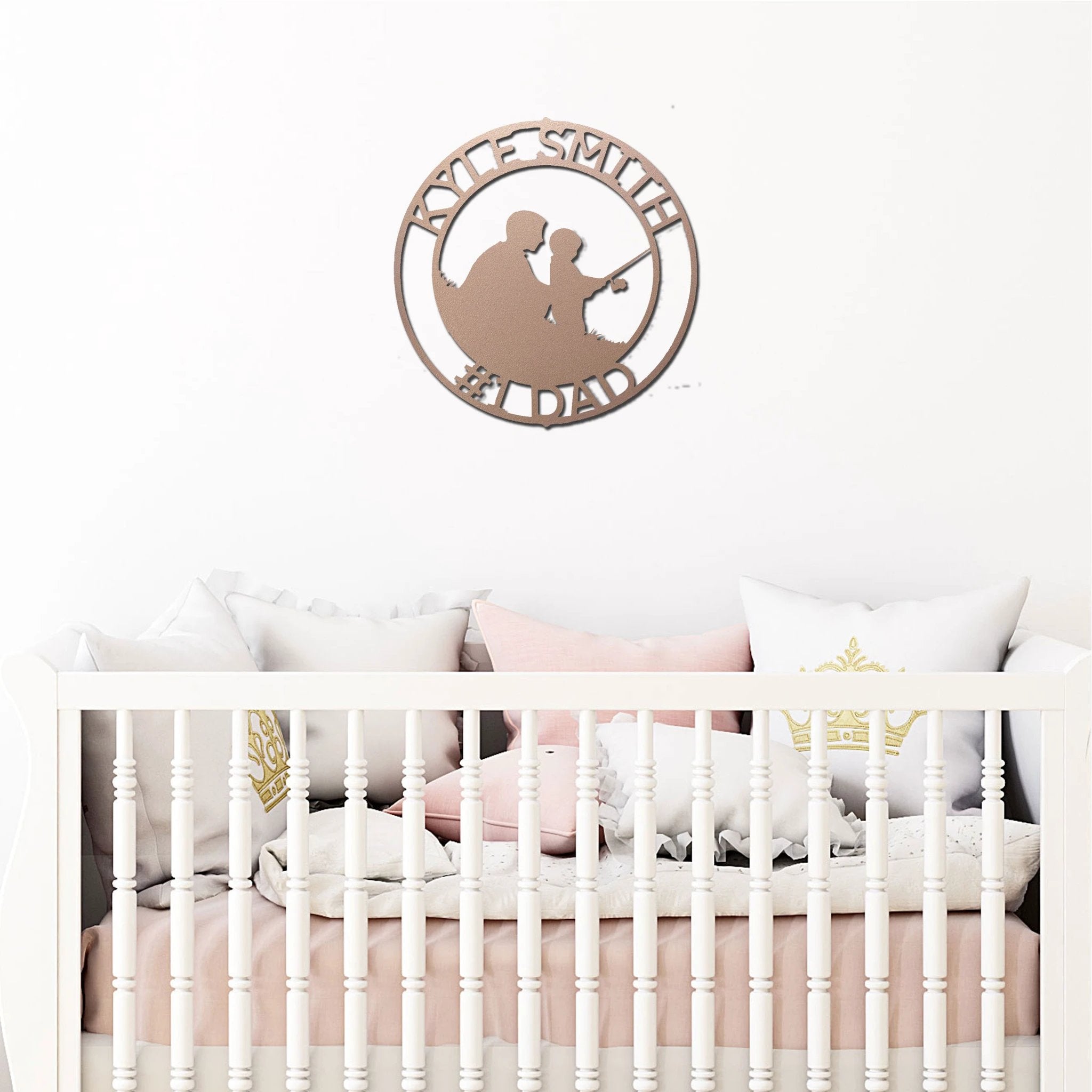 Father and Son Fishing Personalized Metal Wall Art Sign