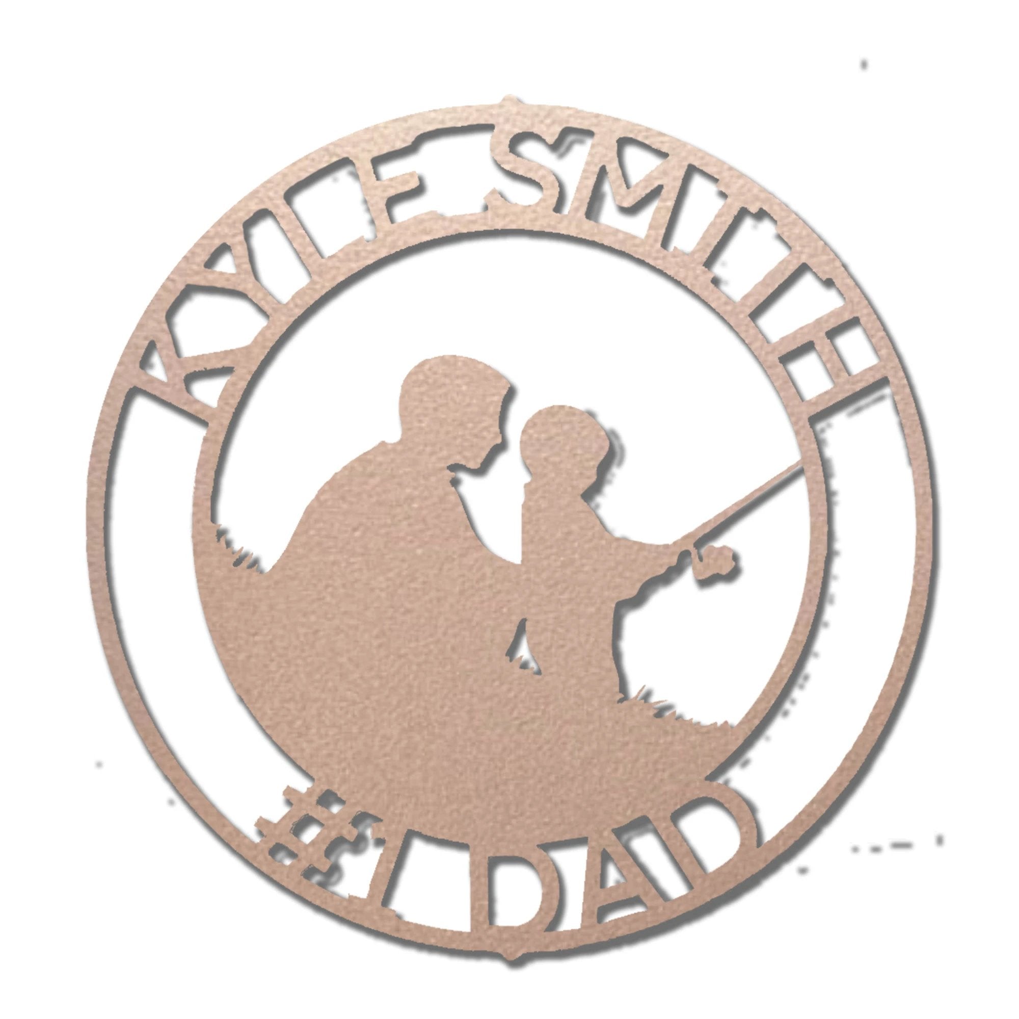 Father and Son Fishing Personalized Metal Wall Art Sign