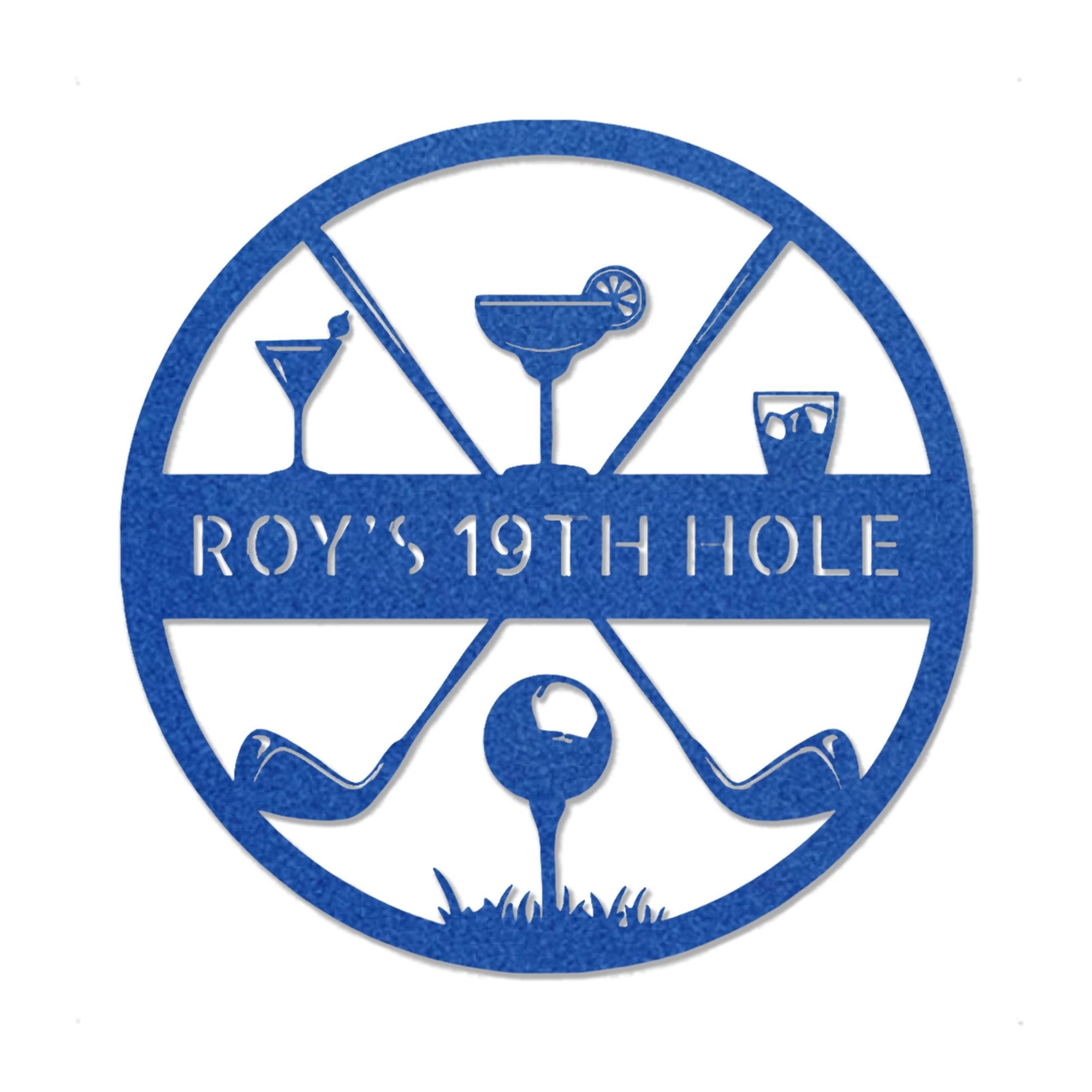 Golf 19th Hole Custom Name Metal Art Wall Sign
