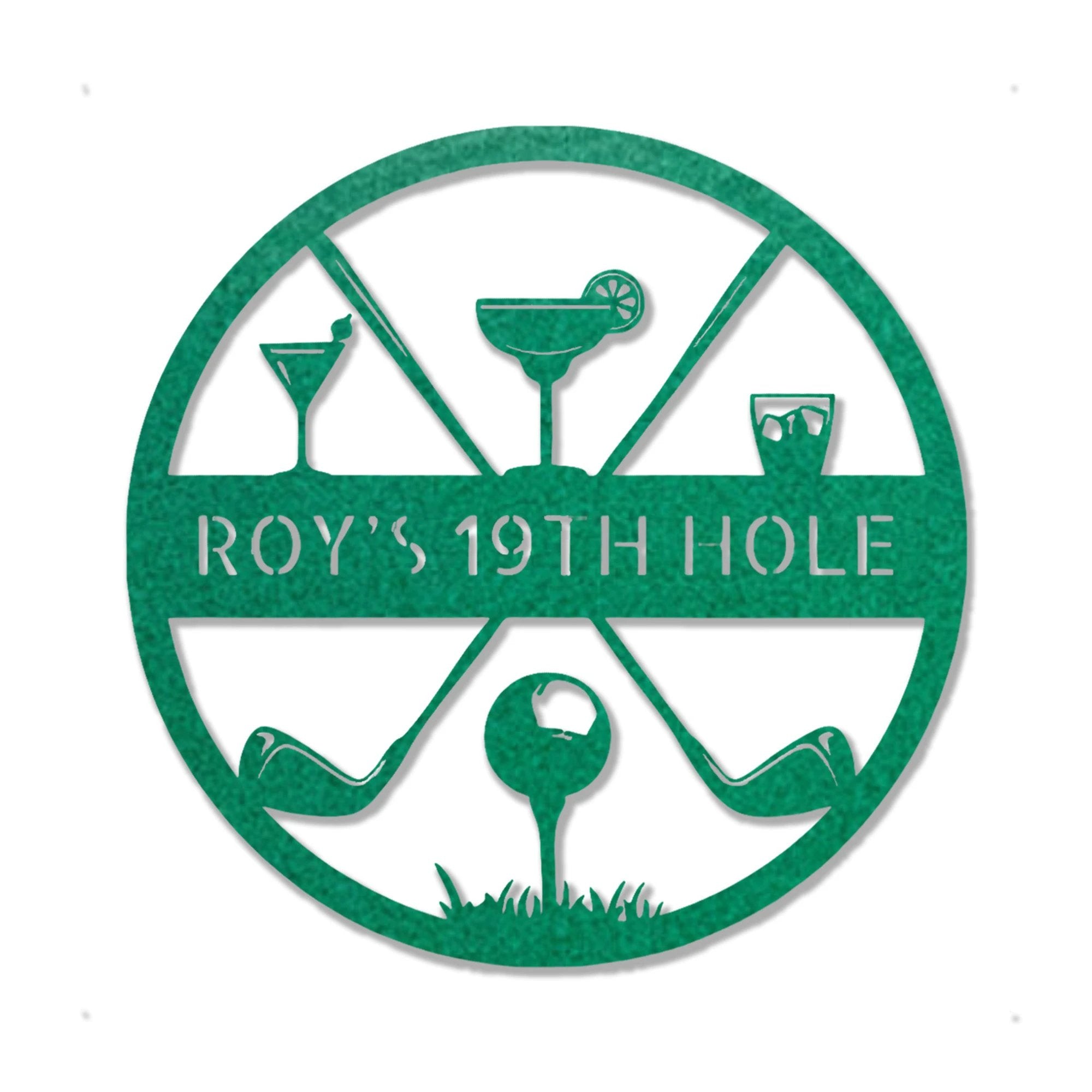 Golf 19th Hole Custom Name Metal Art Wall Sign