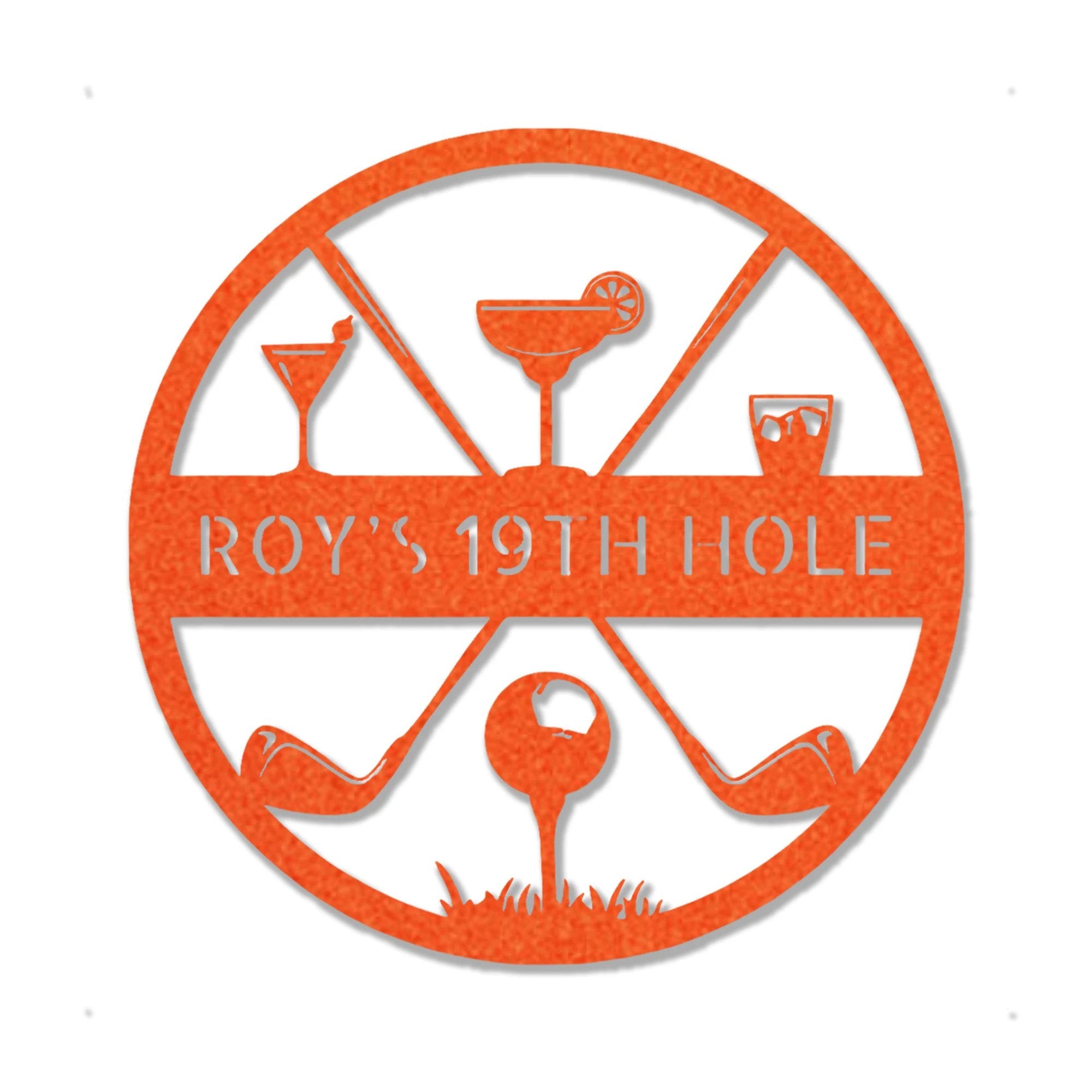 Golf 19th Hole Custom Name Metal Art Wall Sign