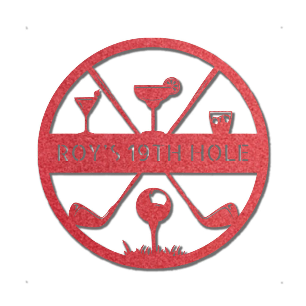Golf 19th Hole Custom Name Metal Art Wall Sign