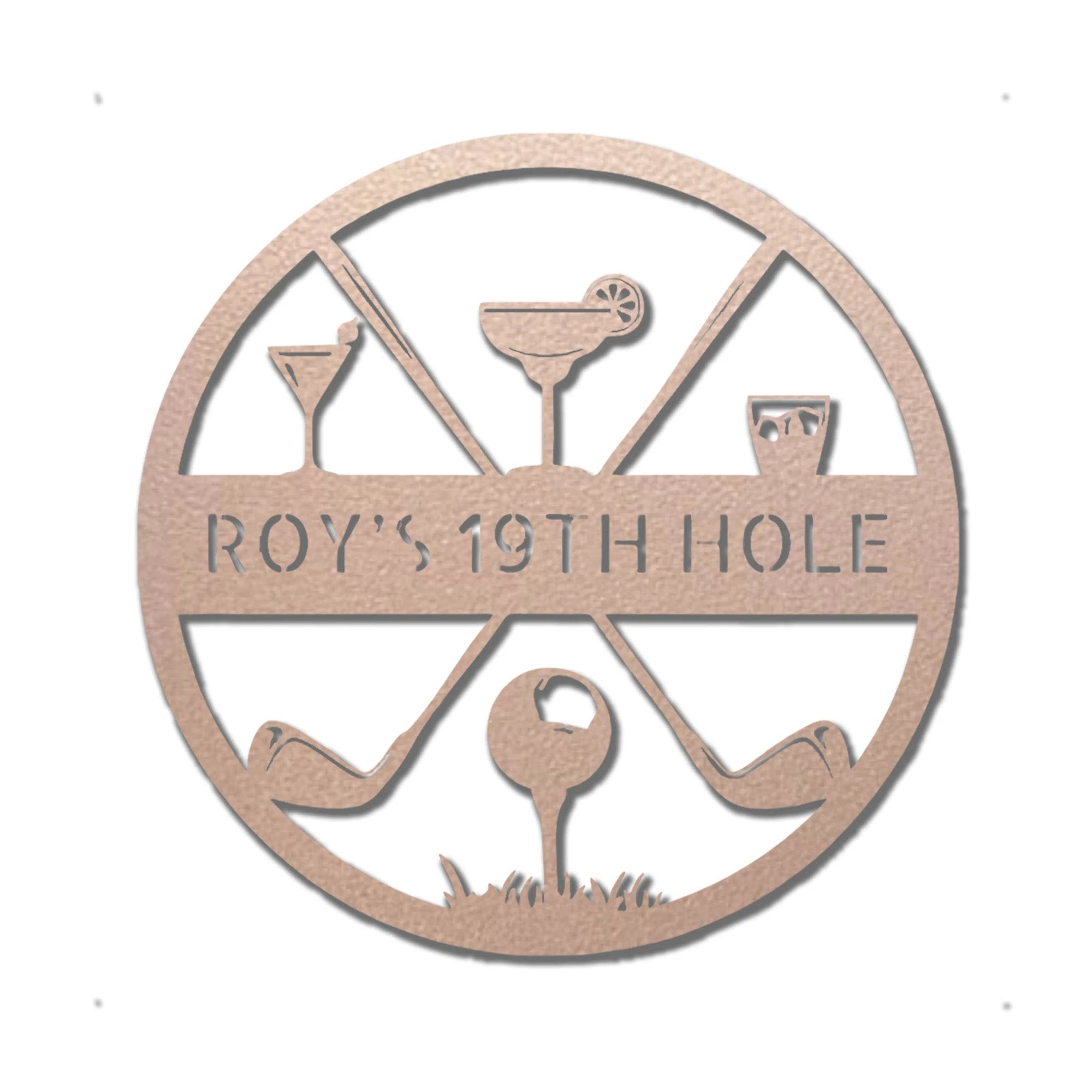 Golf 19th Hole Custom Name Metal Art Wall Sign