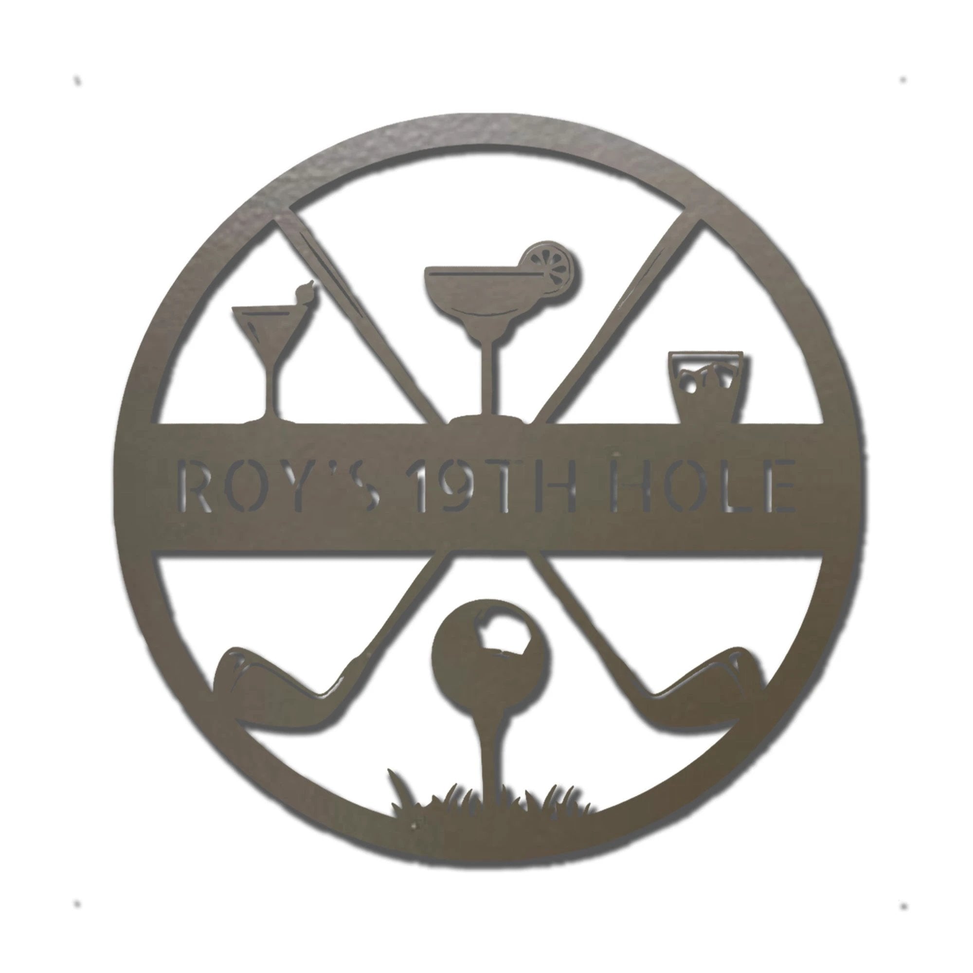Golf 19th Hole Custom Name Metal Art Wall Sign