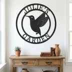 Personalized Hummingbird Metal Wall Art | Custom Garden Name Sign | Hummingbird Garden Decor | Personalized Outdoor Metal Sign | Made in USA