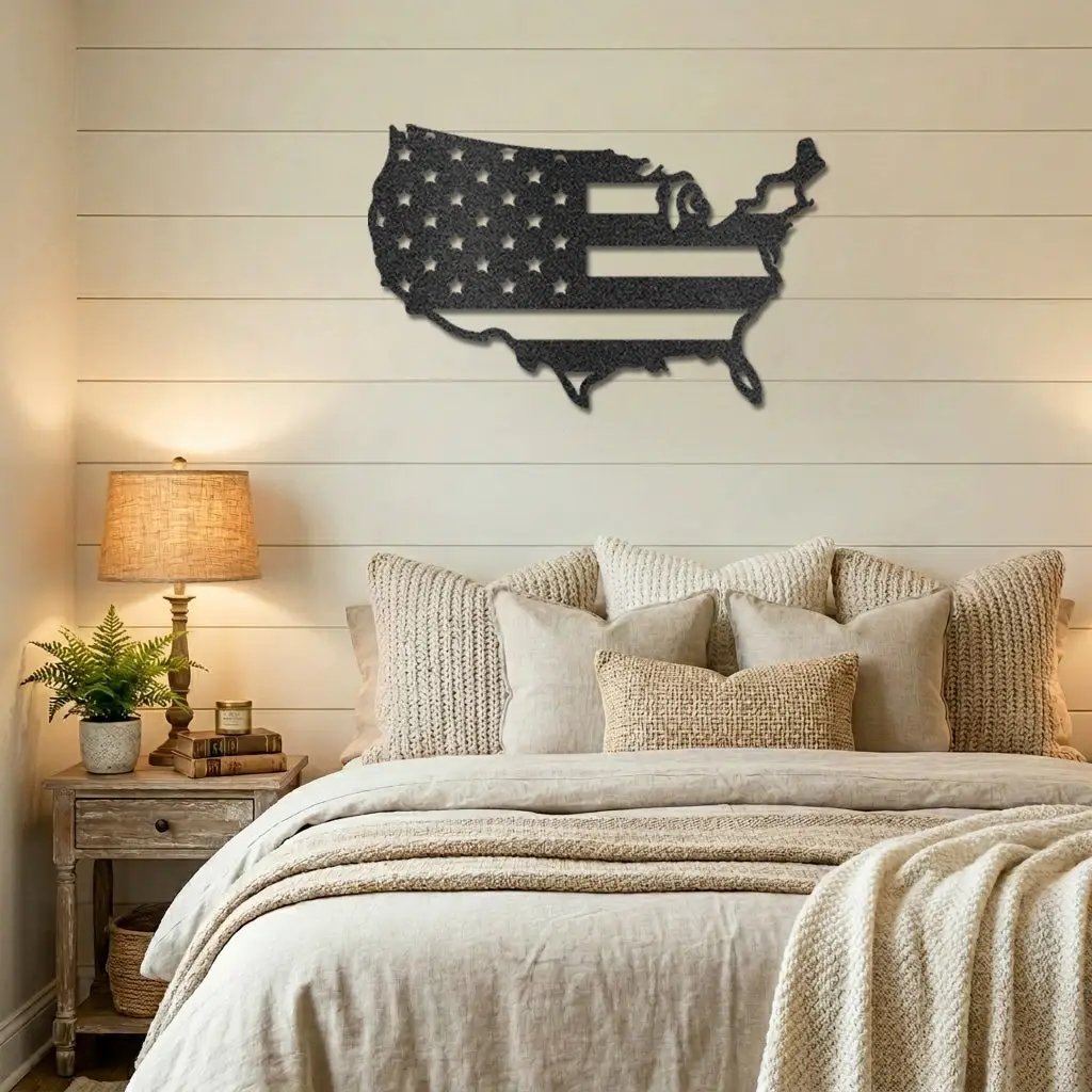 USA Flag Map Metal Wall Art – A Modern Symbol of American Pride