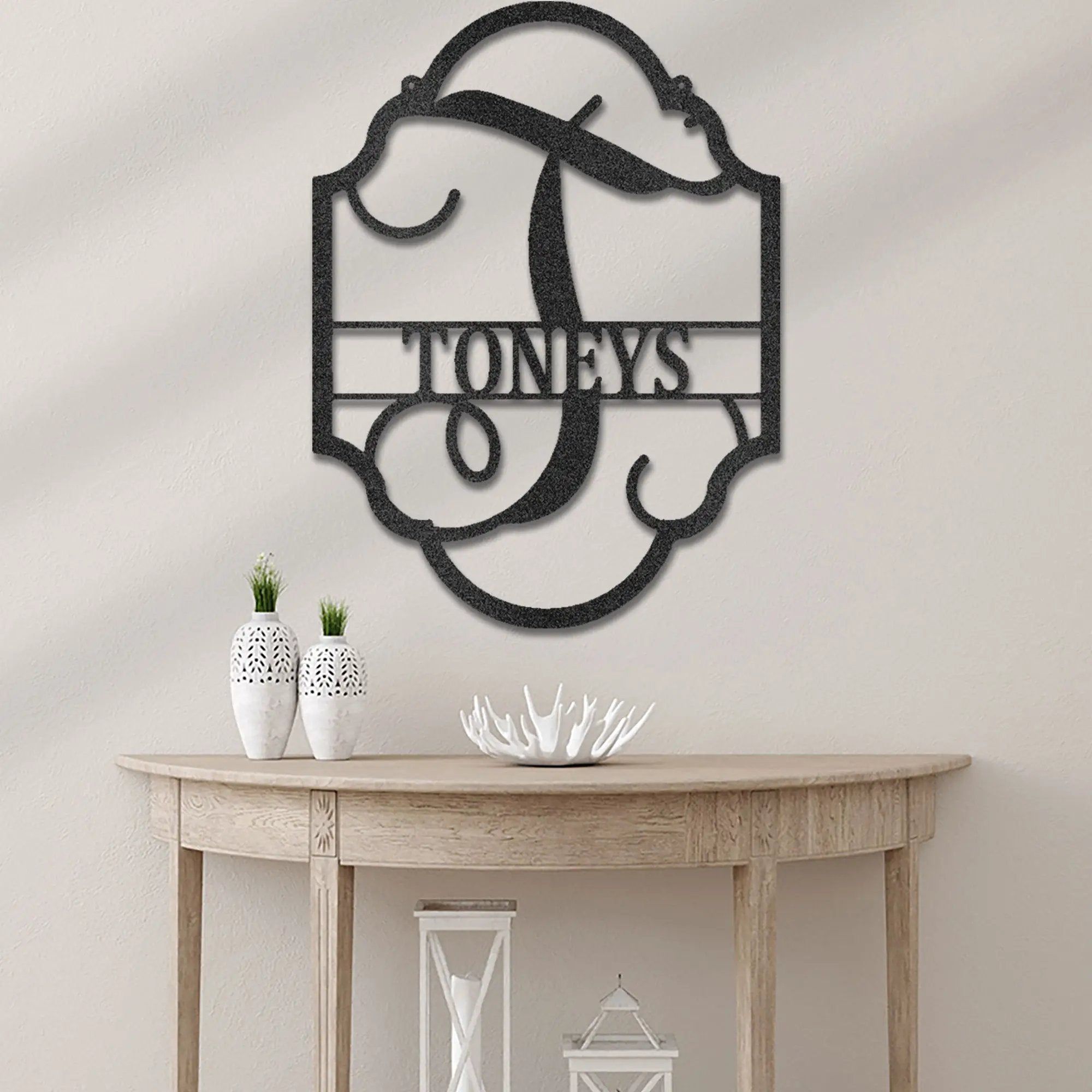 Elegant Personalized Monogram Metal Wall Art – Custom Initial and Family Name Sign – Decorative Steel Wall Decor – Wedding & Housewarming Gift