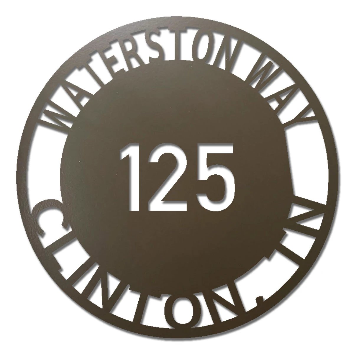 Bold Circle Address Personalized Front Door, Porch, Patio Steel Wall Sign Metal Art
