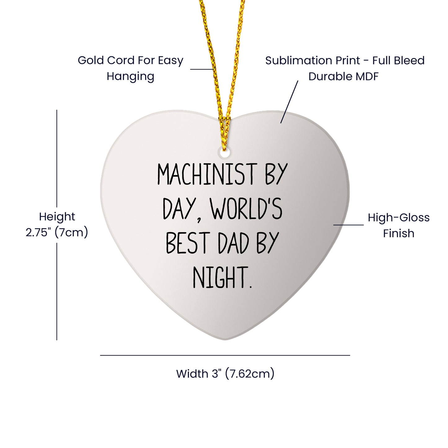 Machinist Gifts, Heart Ornament, Funny Quote, Christmas Unique Gifts from Machinist to Family