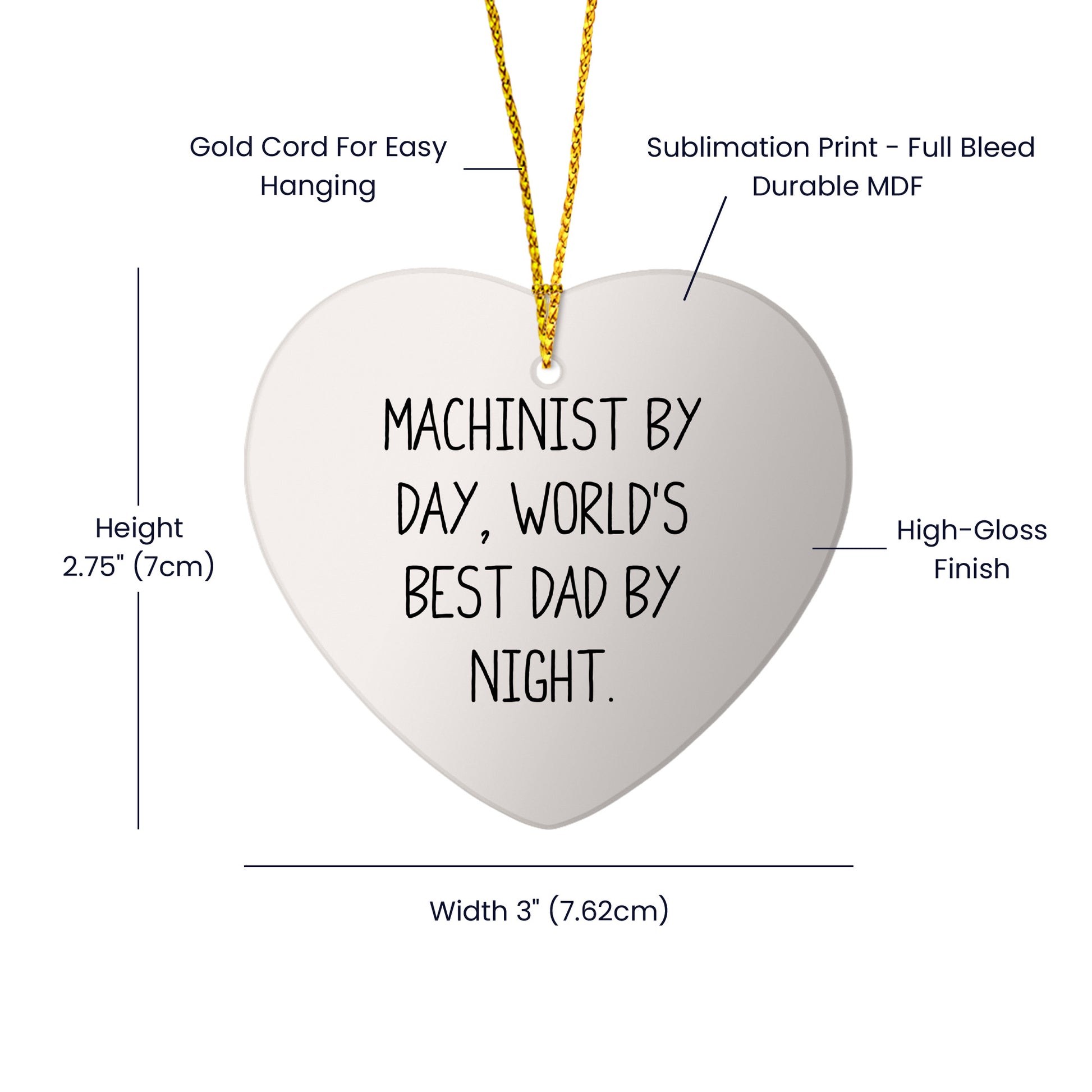 Machinist Gifts, Heart Ornament, Funny Quote, Christmas Unique Gifts from Machinist to Family