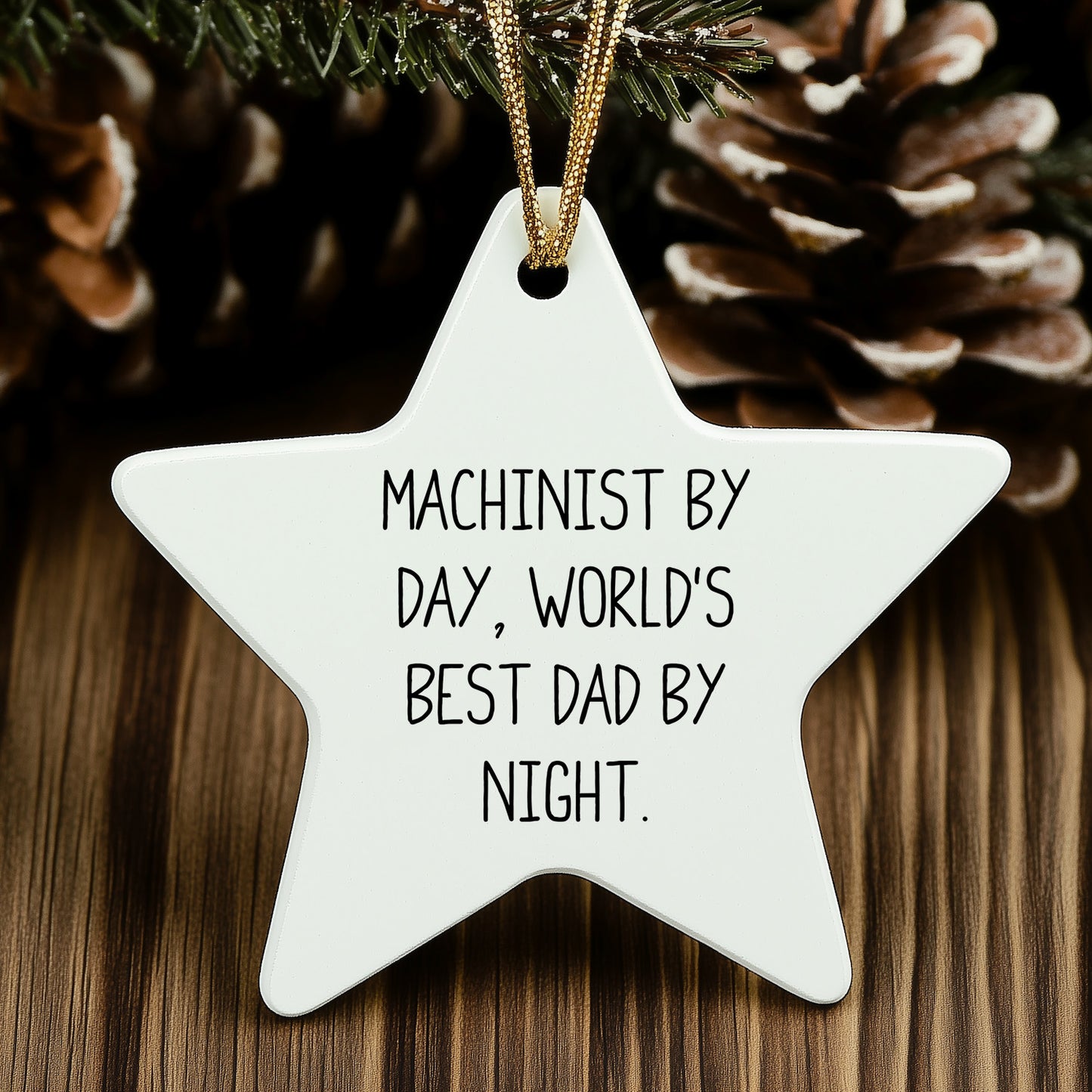 Machinist Gifts for Friends by Day, World's Best Dad Star Ornament by Night, [Christmas Unique Presents]