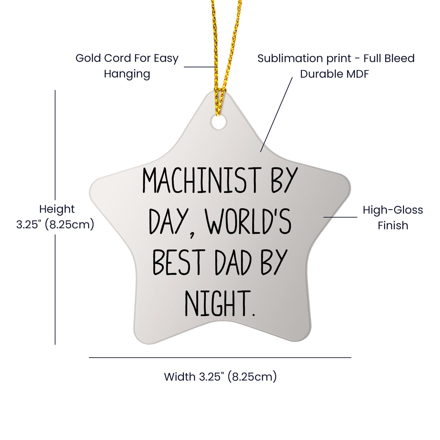Machinist Gifts for Friends by Day, World's Best Dad Star Ornament by Night, [Christmas Unique Presents]