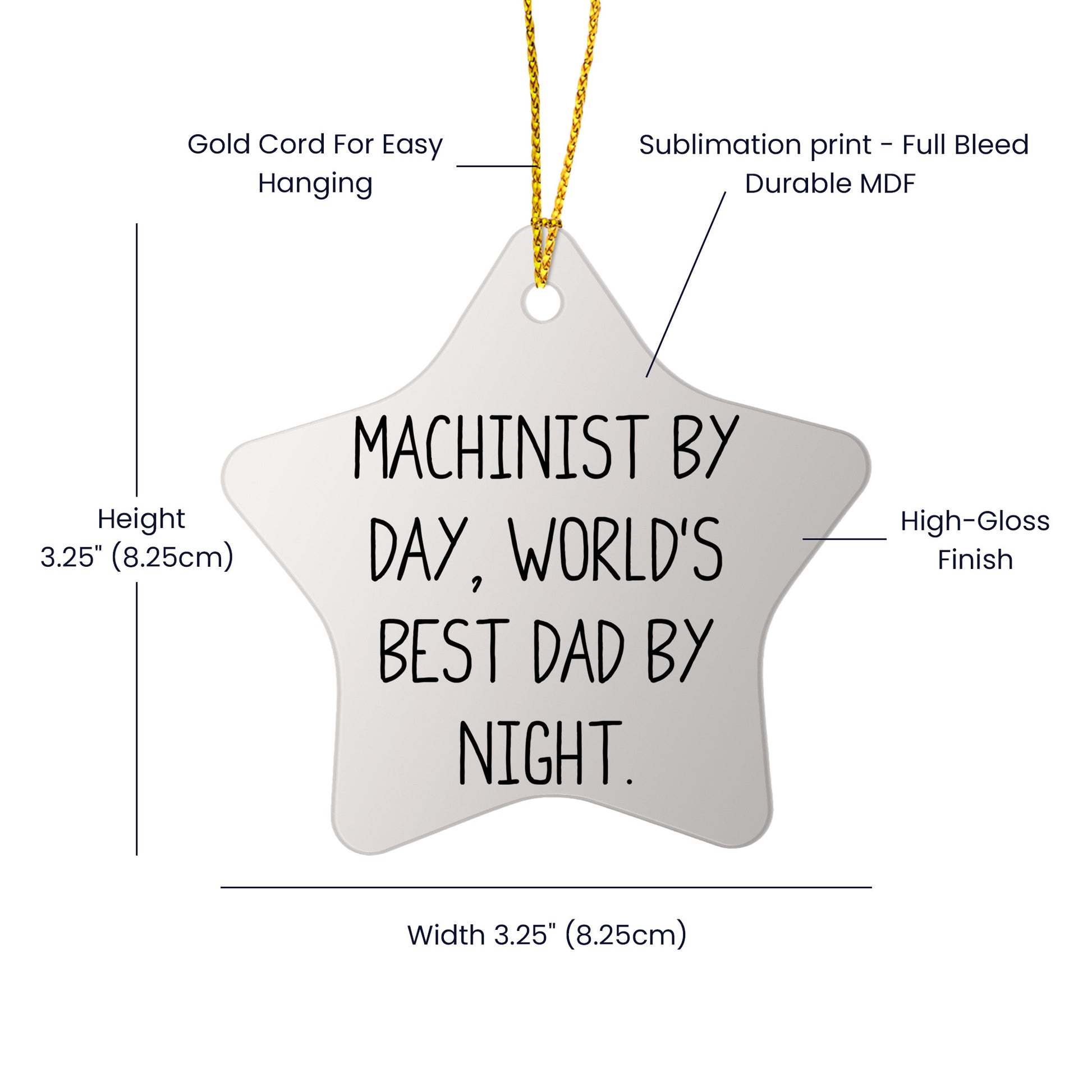 Machinist Gifts for Friends by Day, World's Best Dad Star Ornament by Night, [Christmas Unique Presents]