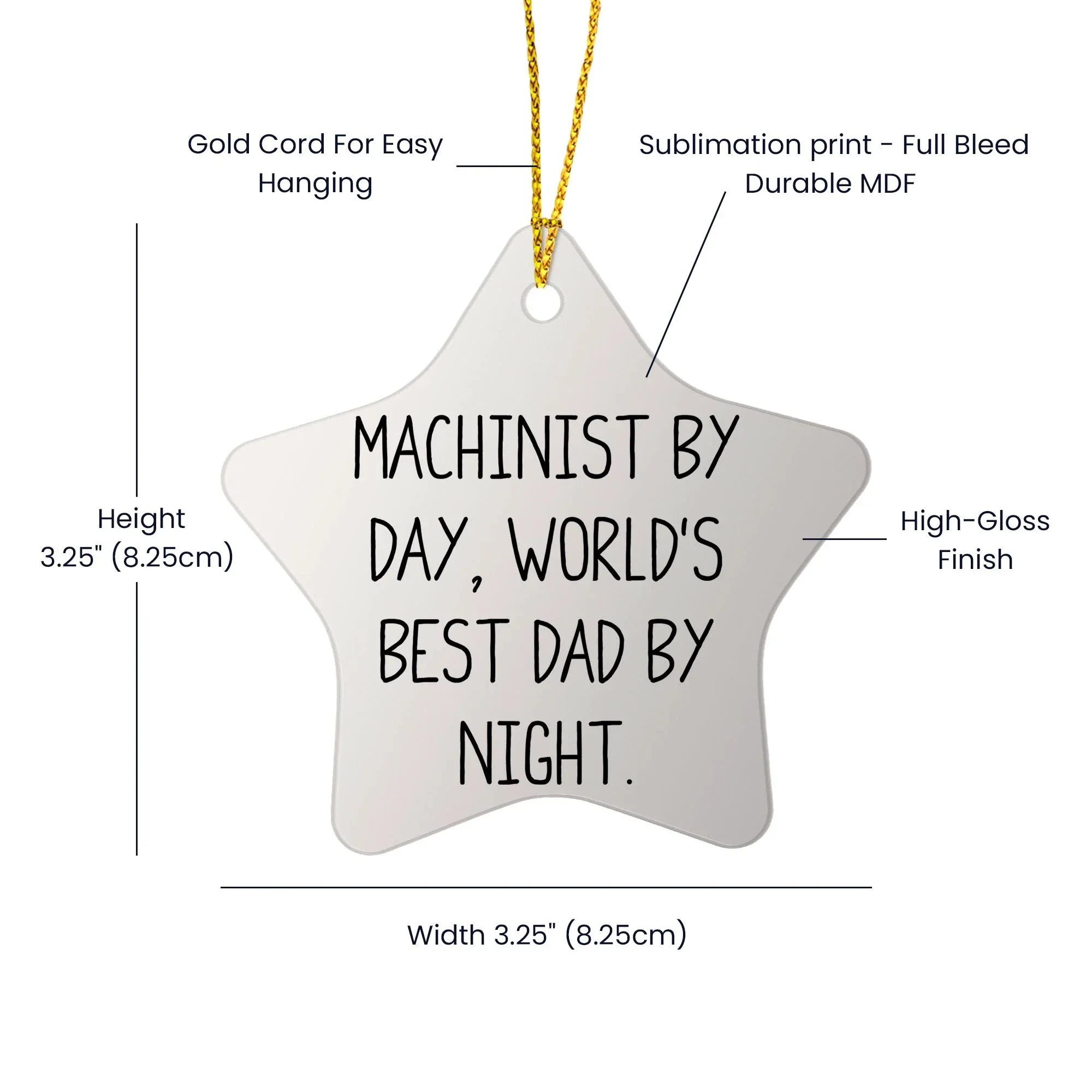 Machinist Gifts for Friends by Day, World's Best Dad Star Ornament by Night, [Christmas Unique Presents]