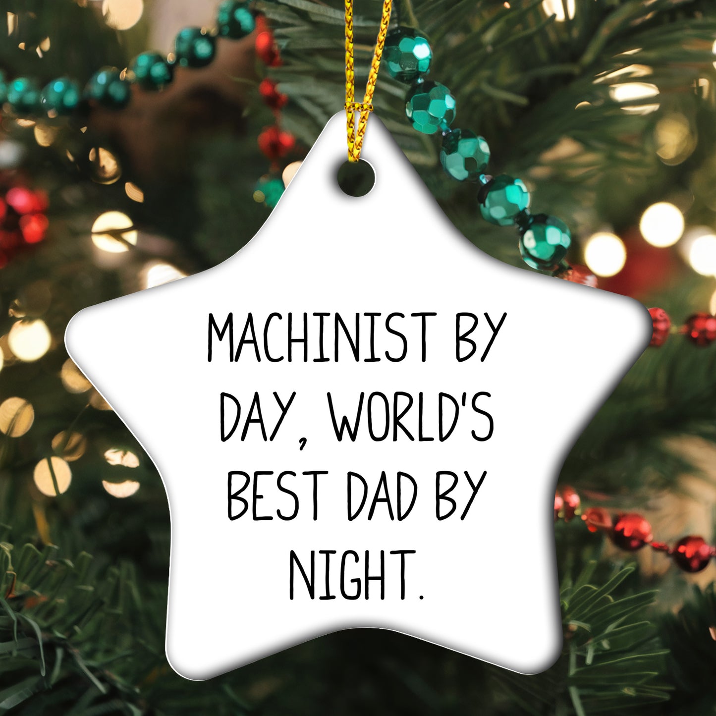 Machinist Gifts for Friends by Day, World's Best Dad Star Ornament by Night, [Christmas Unique Presents]