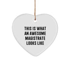 Magistrate Gifts from Friends - Heart Ornament This Is What An Awesome Magistrate Looks Like, Christmas Unique Presents for Women and Men