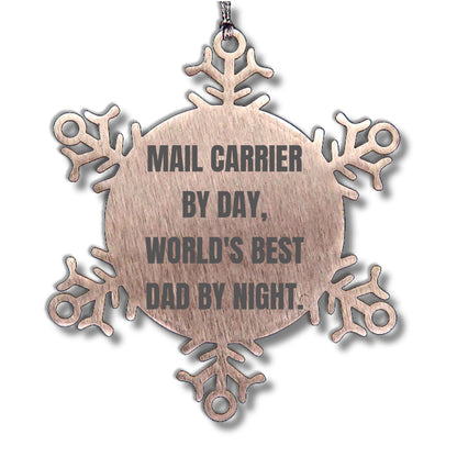 Mail Carrier Gifts from Men - Snowflake Ornament for Christmas, 'Mail Carrier By Day, World's Best Dad By Night.', Funny Quote