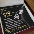 Pregnancy Gift Silver Baby Feet Pendant Necklace Dear Mommy, Lots Of Love, Bump