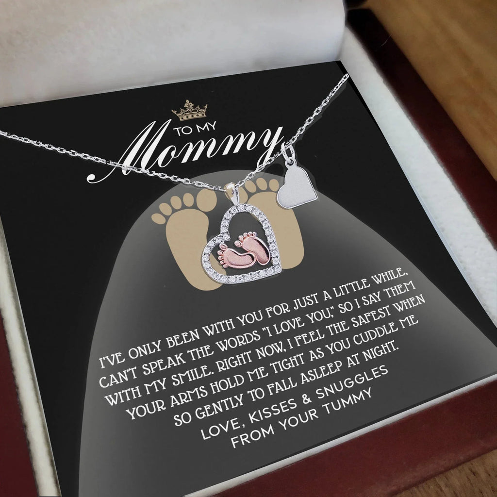 Gift for New Mom Baby Feet Pendant Necklace I Love You with My Smile