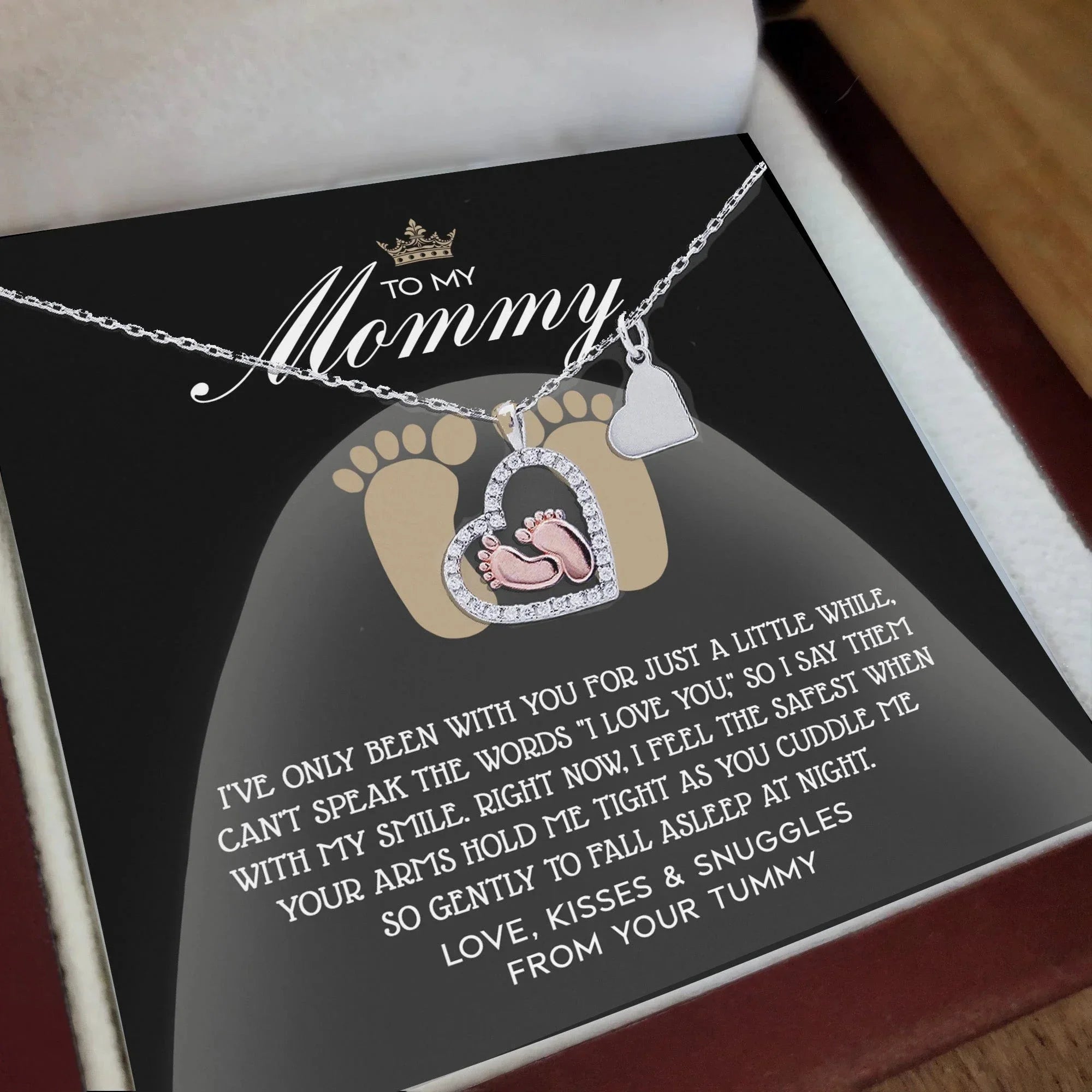 Gift for New Mom Baby Feet Pendant Necklace I Love You with My Smile