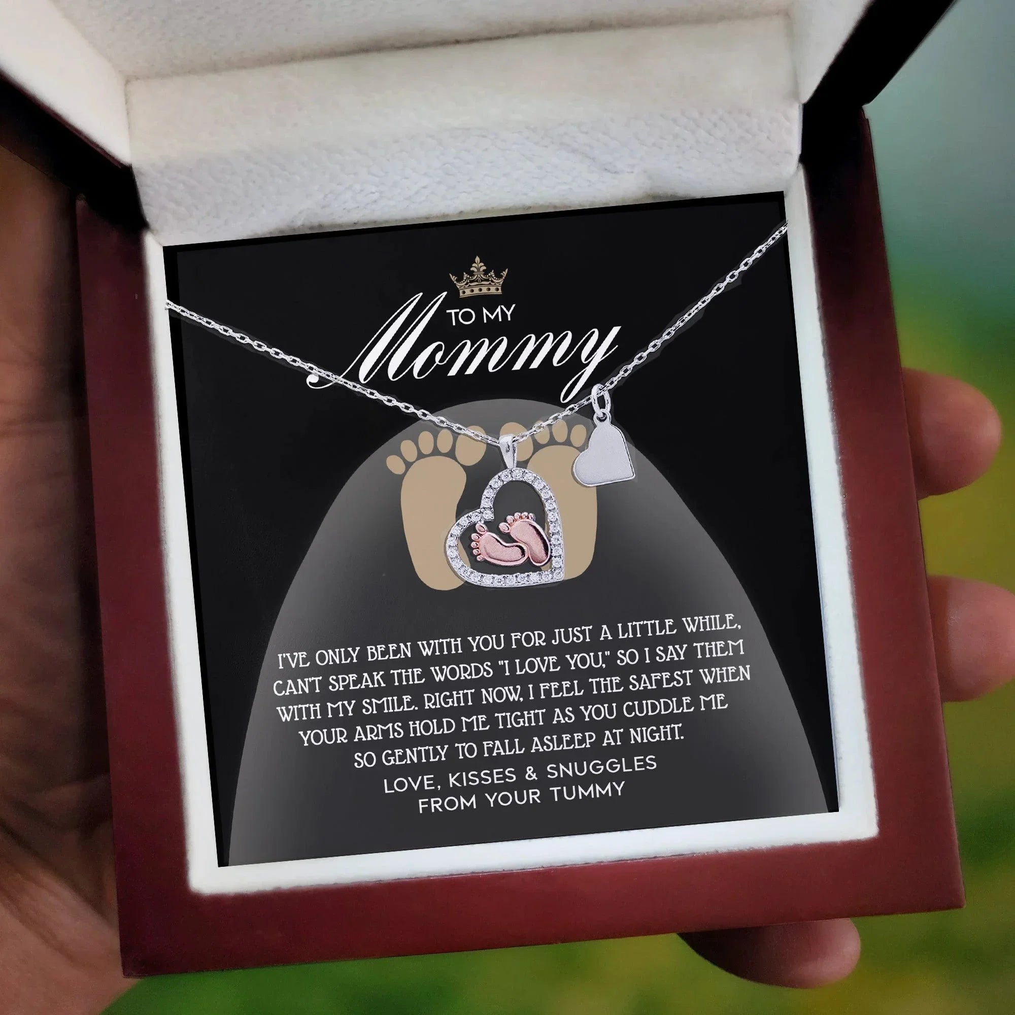 Gift for New Mom Baby Feet Pendant Necklace I Love You with My Smile