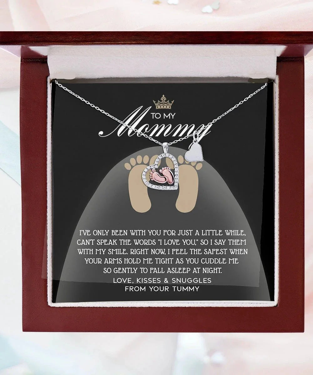 Gift for New Mom Baby Feet Pendant Necklace I Love You with My Smile