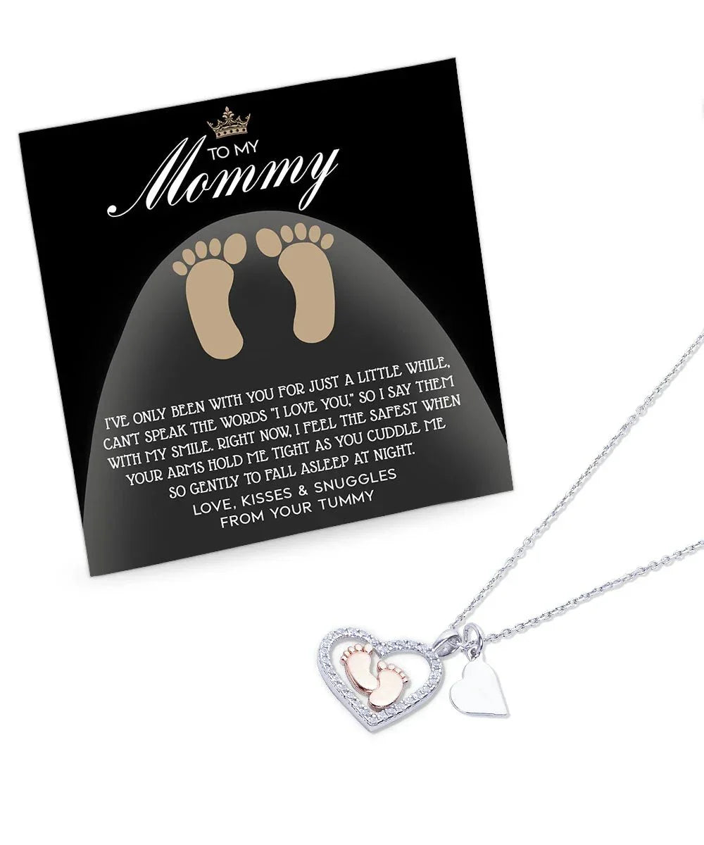 Gift for New Mom Baby Feet Pendant Necklace I Love You with My Smile