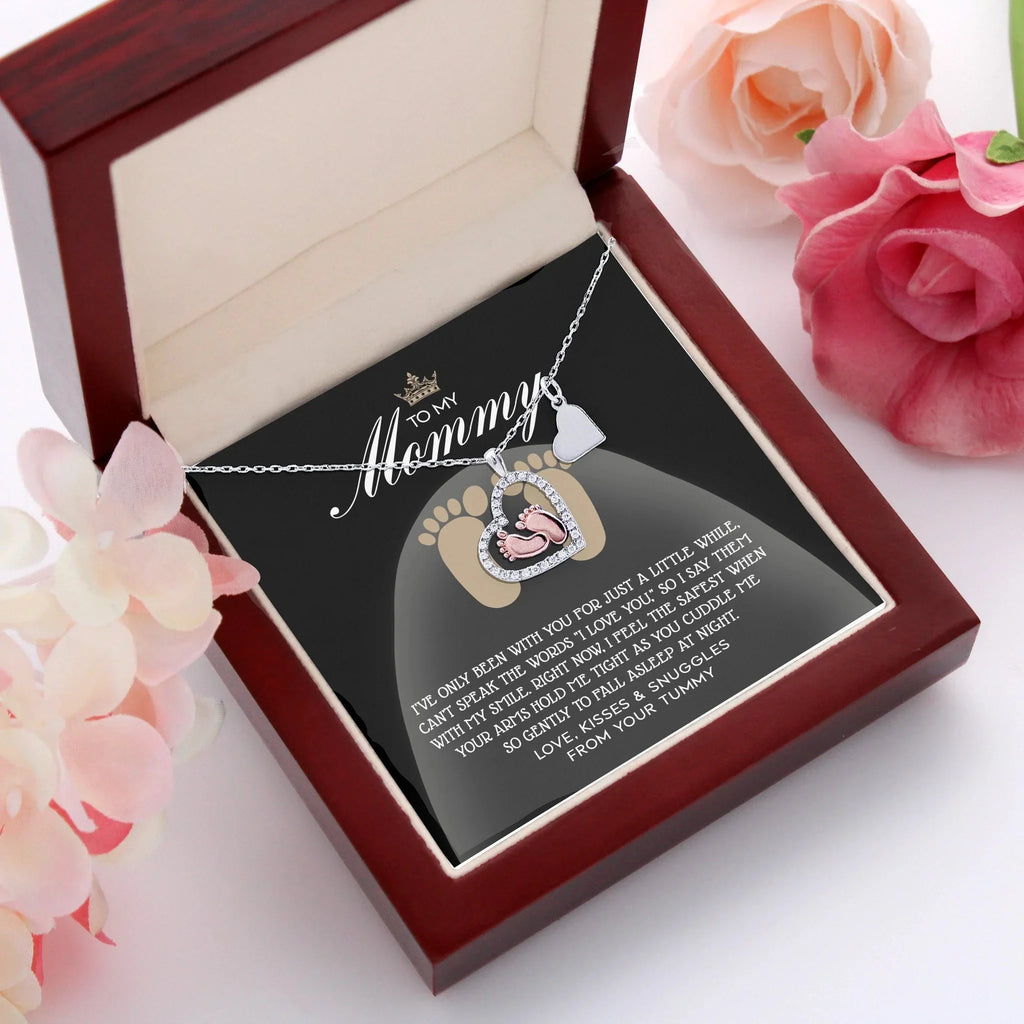 Gift for New Mom Baby Feet Pendant Necklace I Love You with My Smile