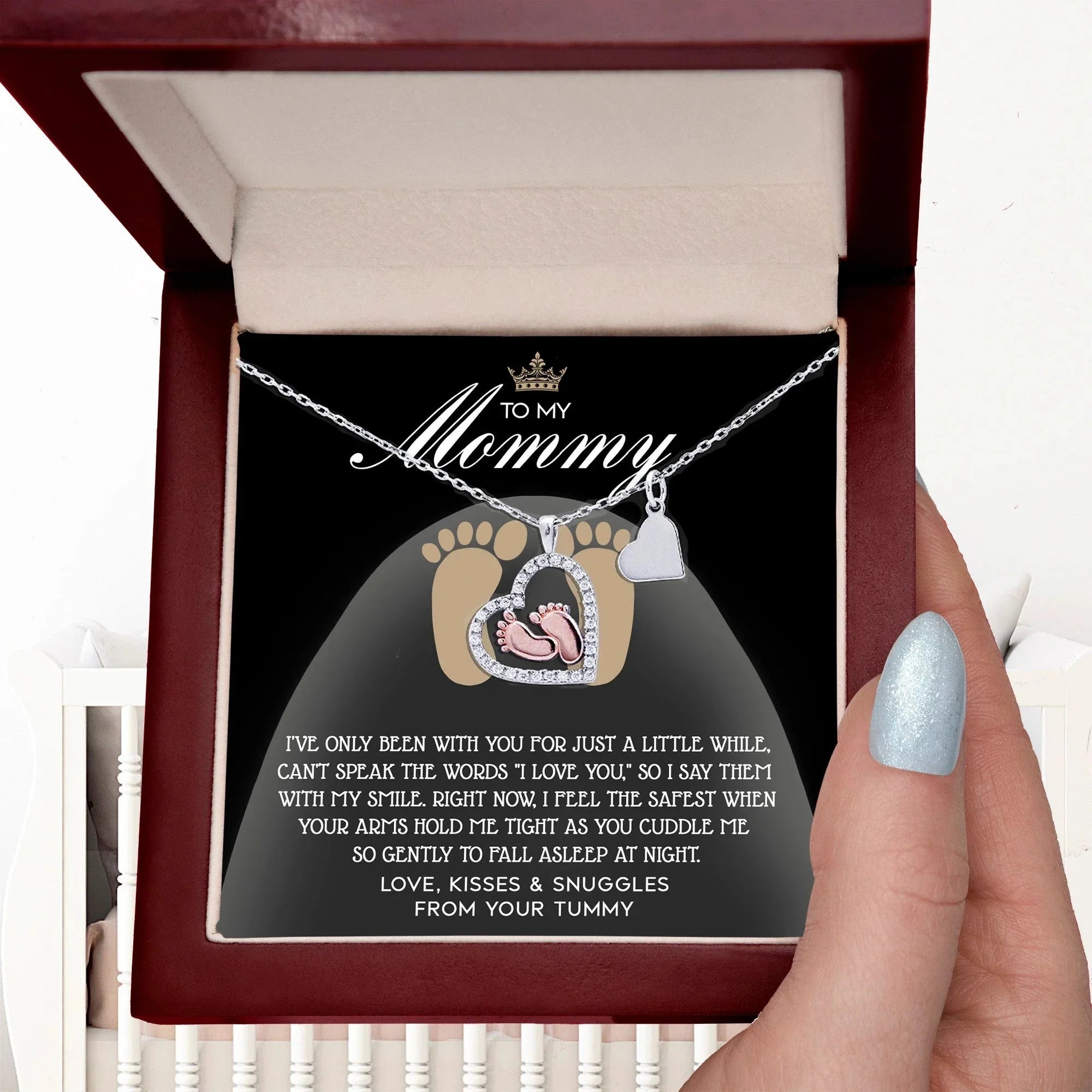 Gift for New Mom Baby Feet Pendant Necklace I Love You with My Smile