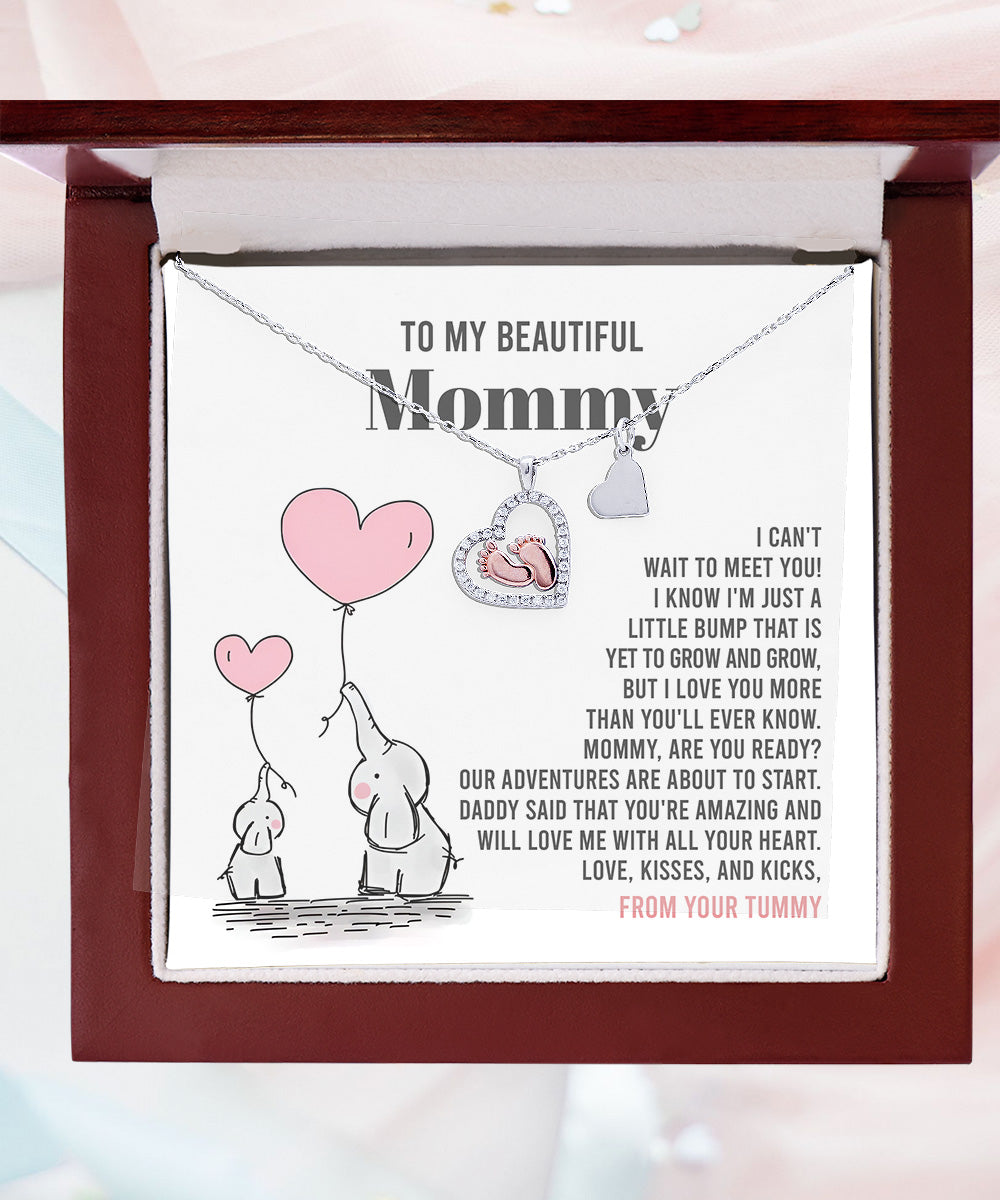 Baby Feet Necklace for New Moms – Sterling Silver Heart Pendant with Rose Gold Baby Feet & CZ – Baby Shower, Pregnancy Reveal, Mother's Day Gift Jewelry - Mallard Moon Gift Shop