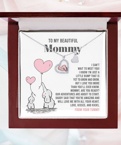 Baby Feet Necklace for New Moms – Sterling Silver Heart Pendant with Rose Gold Baby Feet & CZ – Baby Shower, Pregnancy Reveal, Mother's Day Gift Jewelry - Mallard Moon Gift Shop