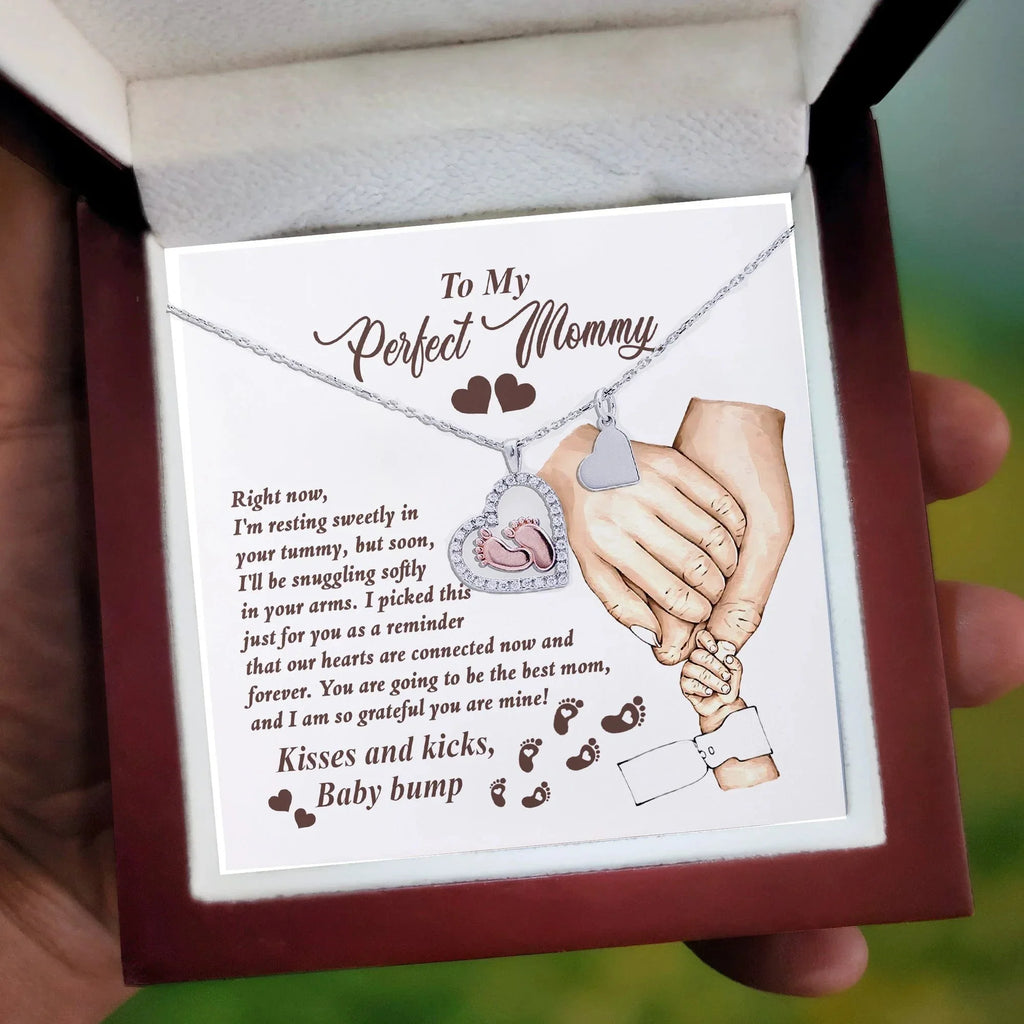 Expectant Mom’s Delight: Baby Feet Silver Pendant Necklace - Kisses and Kicks from Tummy
