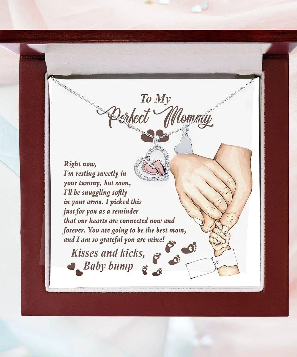 Expectant Mom’s Delight: Baby Feet Silver Pendant Necklace - Kisses and Kicks from Tummy