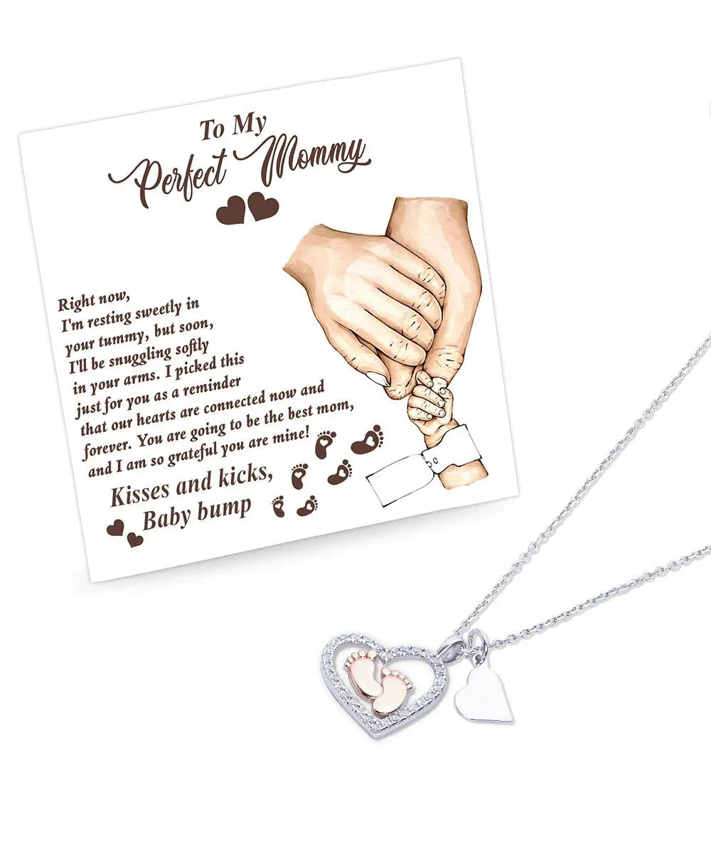 Expectant Mom’s Delight: Baby Feet Silver Pendant Necklace - Kisses and Kicks from Tummy