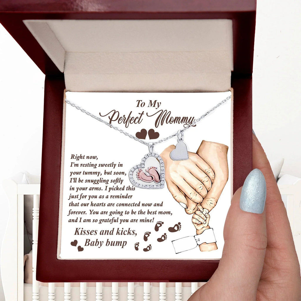 Expectant Mom’s Delight: Baby Feet Silver Pendant Necklace - Kisses and Kicks from Tummy