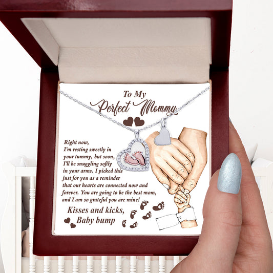 Expectant Mom’s Delight: Baby Feet Silver Pendant Necklace - Kisses and Kicks from Tummy - Mallard Moon Gift Shop